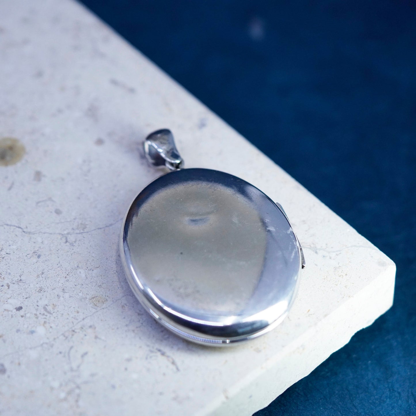 Sterling silver handmade pendant, huge 925 oval floral textured photo locket