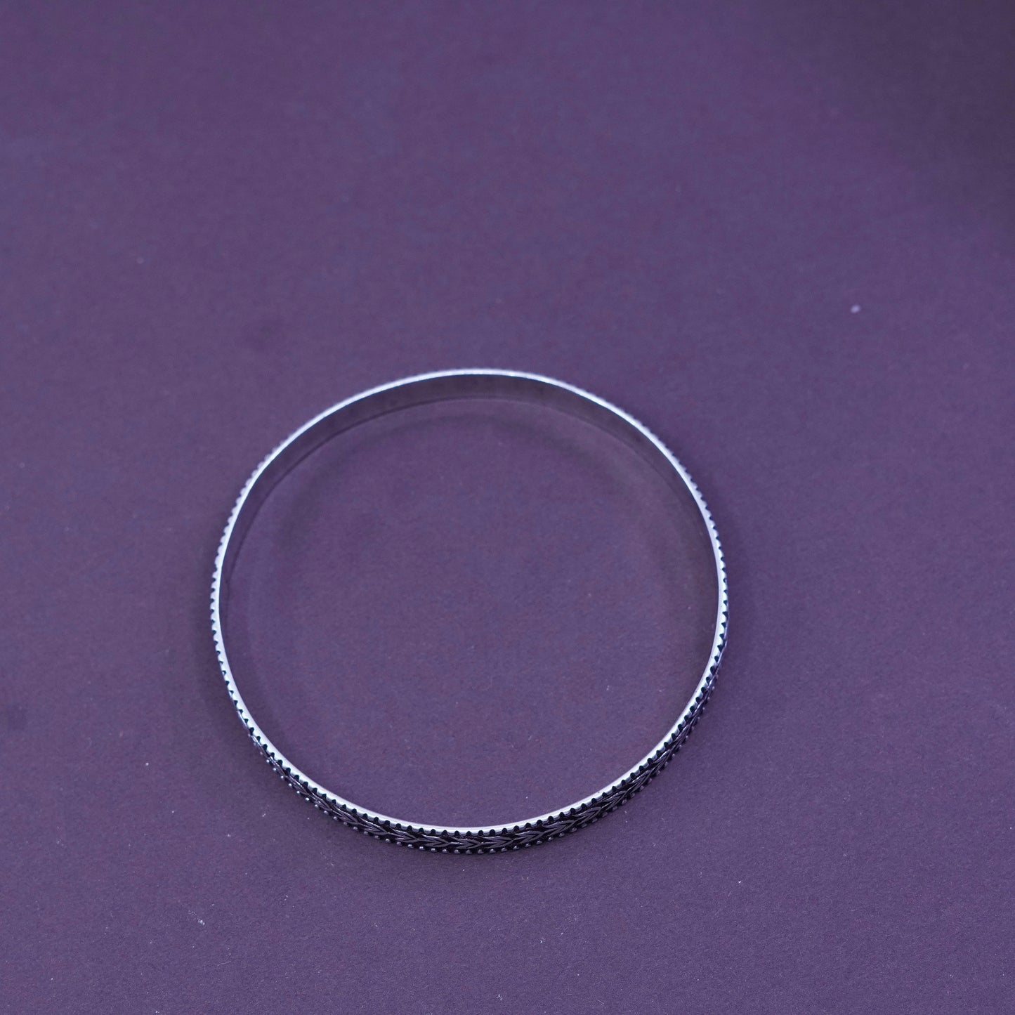 8”, vtg Coro Sterling silver handmade bracelet, 925 bangle w/ wheat textured