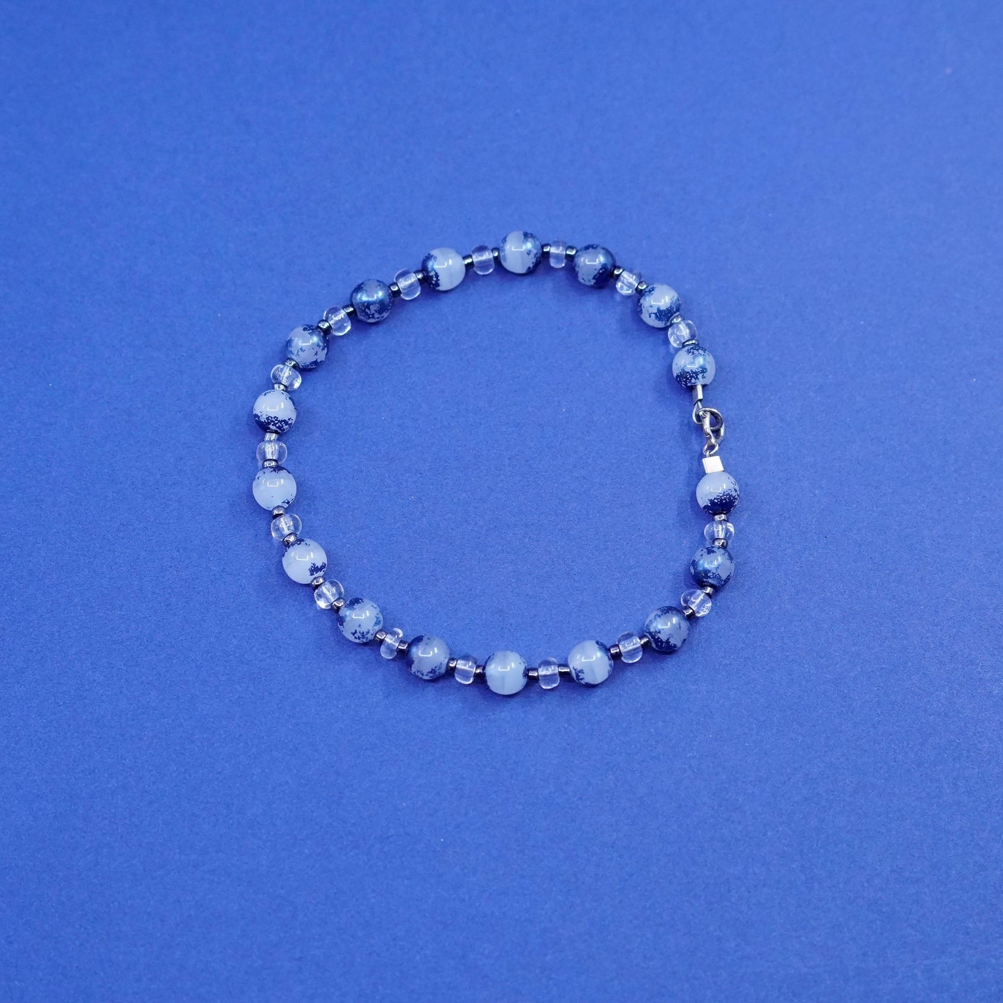 7.25”, vintage sterling 925 silver handmade bracelet with beads