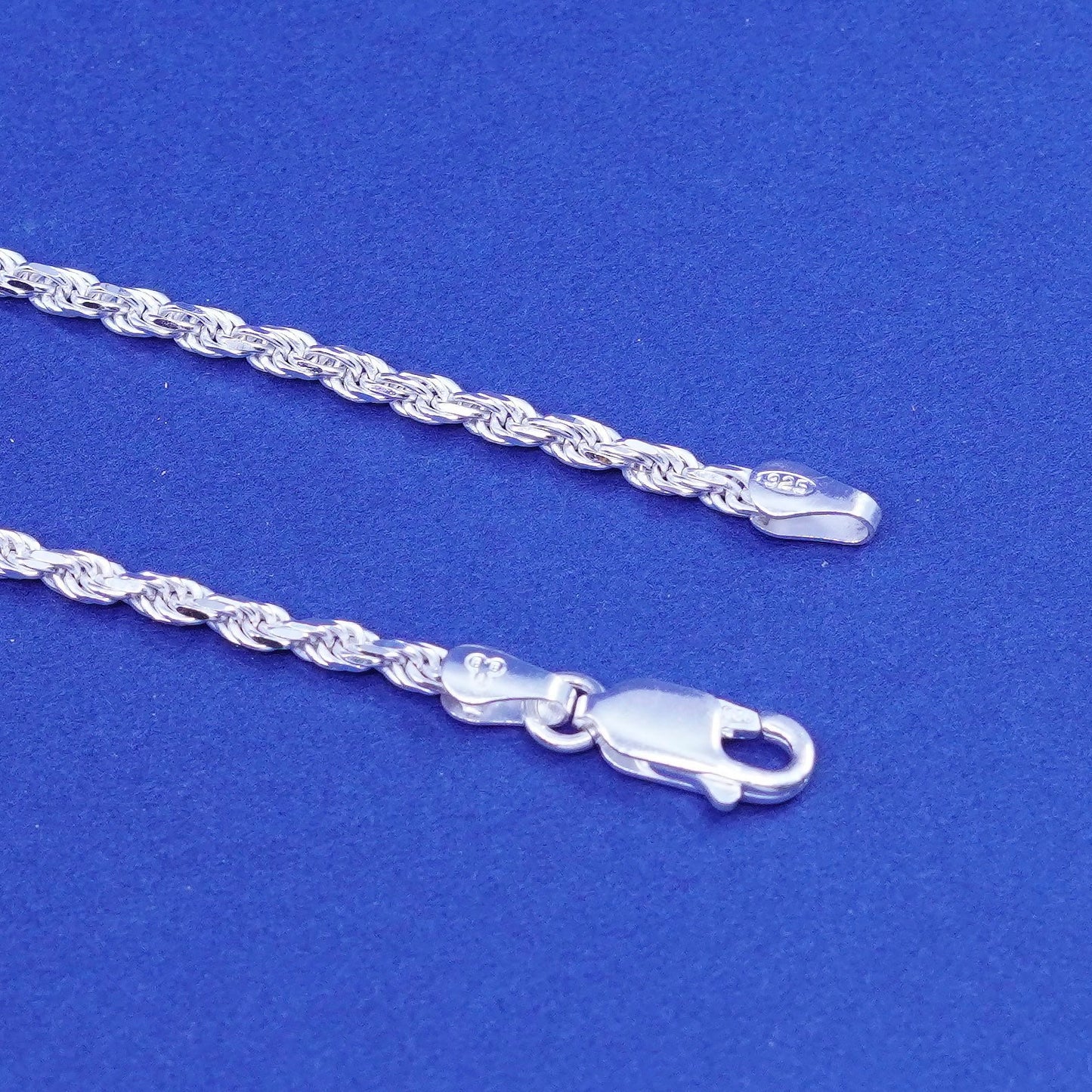18”, vintage IBB Sterling silver handmade necklace, 925 diamond rope chain