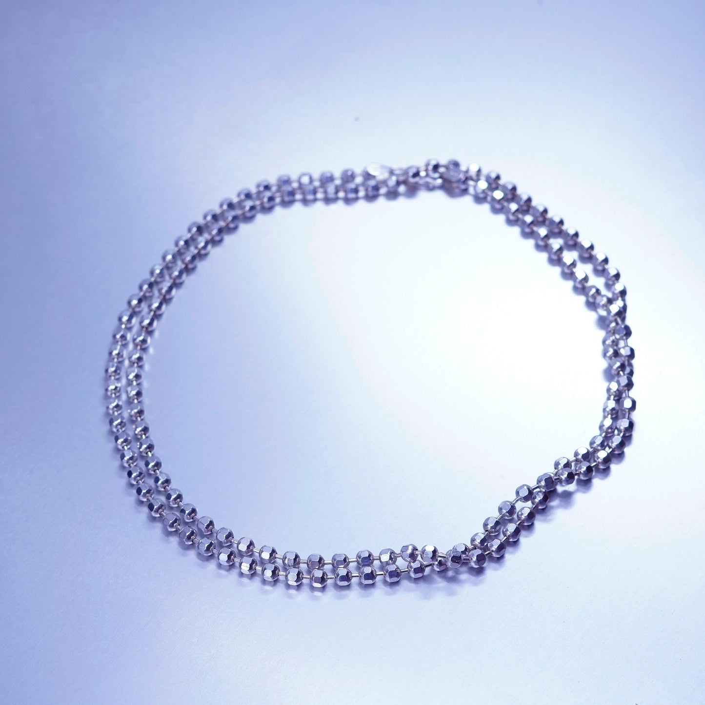 30” 3mm, vintage Italy Milor Sterling 925 silver bead chain necklace