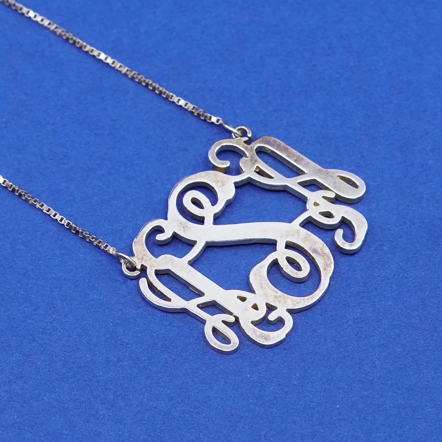 18”, vermeil gold over Sterling 925 silver necklace with monogram initial “ASA”