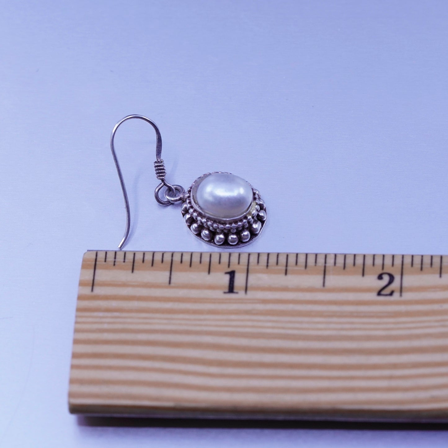 Vintage Sterling 925 silver handmade earrings with freshwater pearl and beads