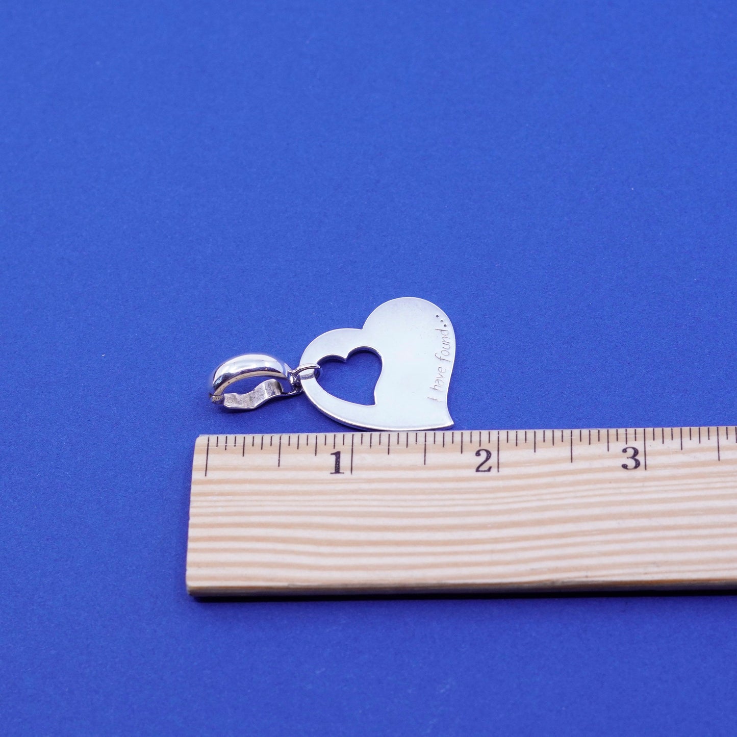 sterling silver pendant, 925 heart charm “i have found mon amour (my love)”