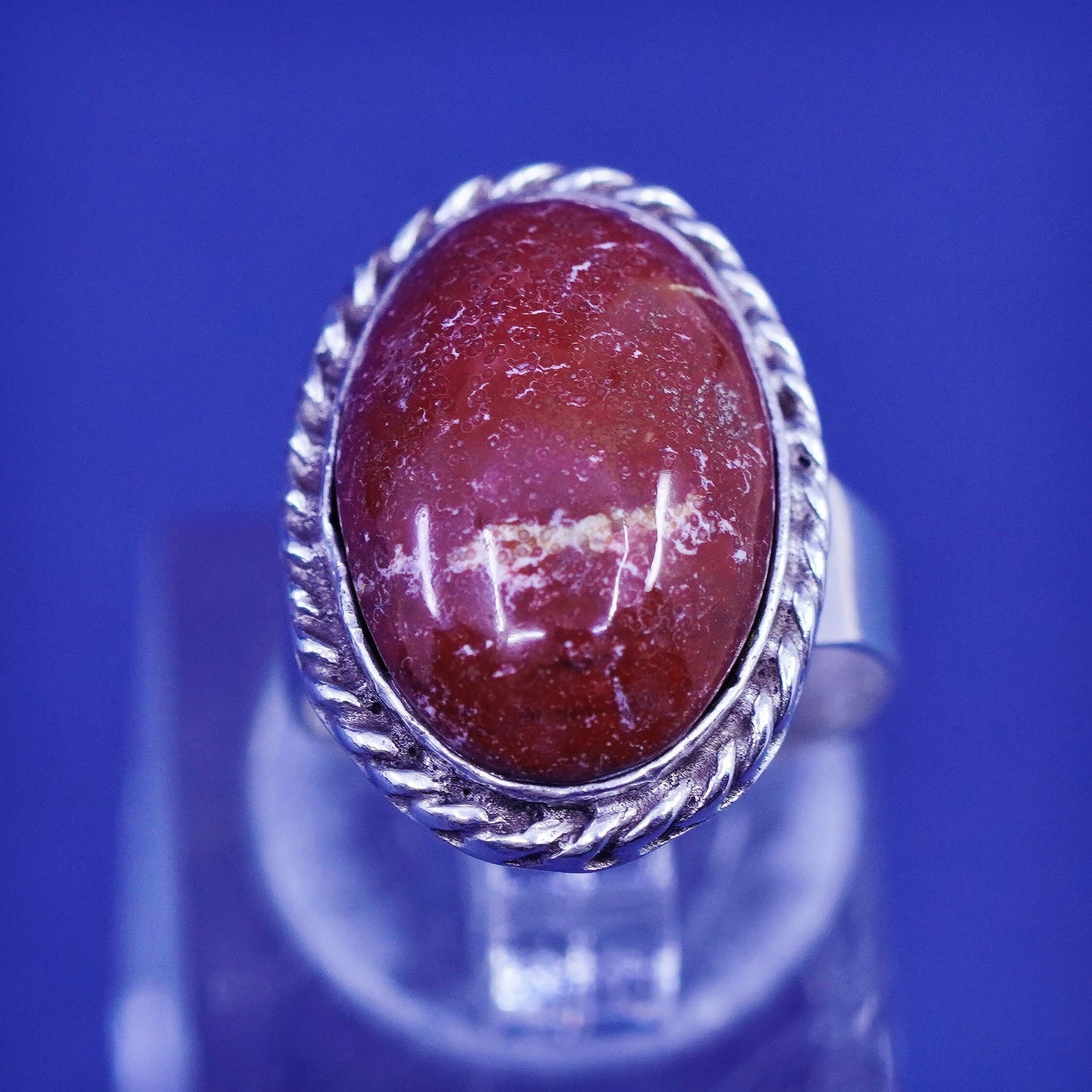Size 4.5, vintage Sterling 925 silver handmade ring with jasper, southwestern