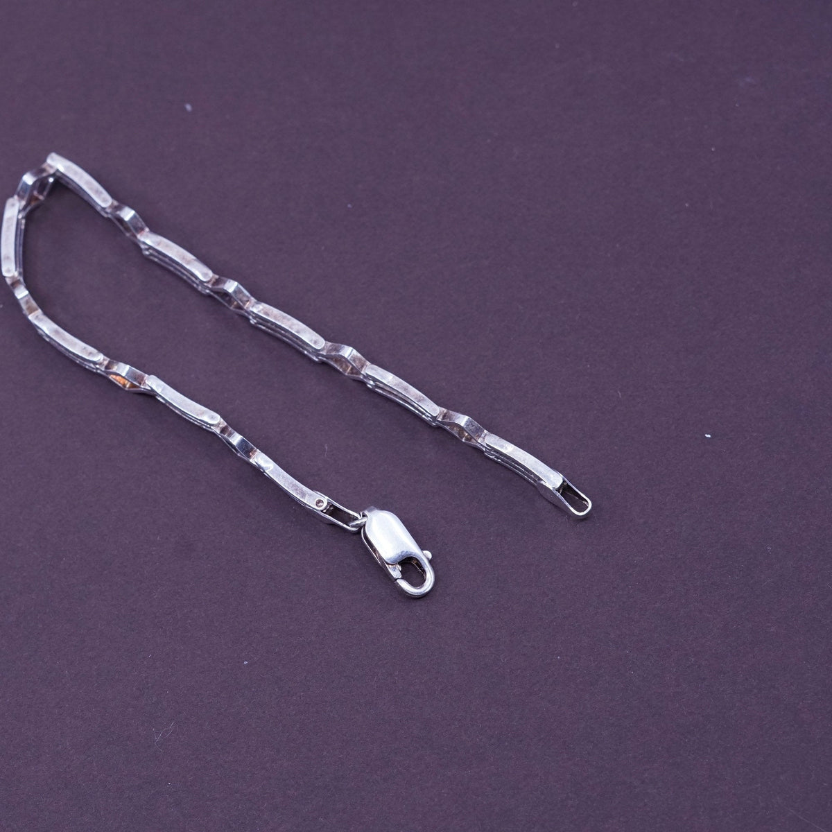 7”, vintage modern Sterling silver handmade tennis bracelet, 925 link chain