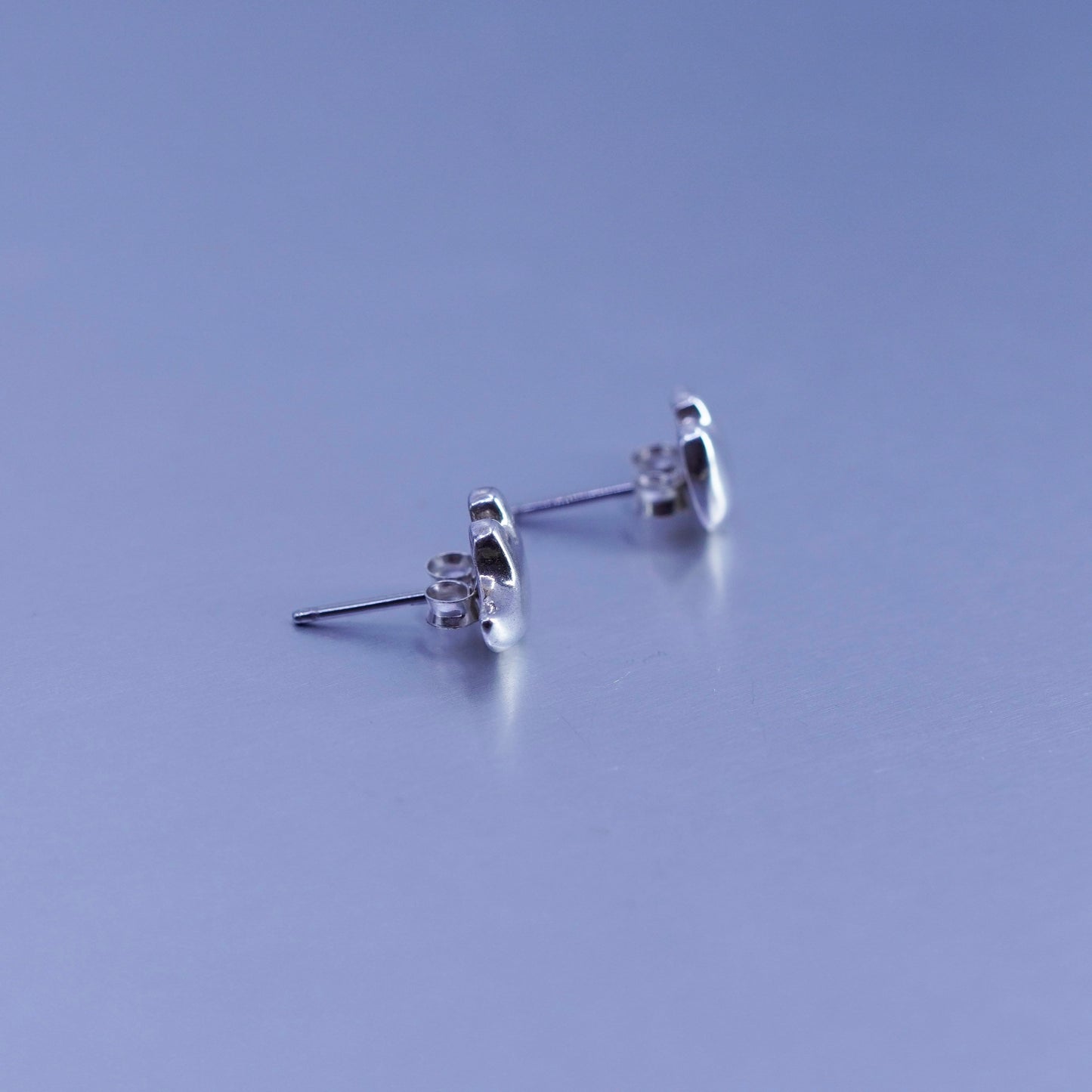 Native American Sterling 925 silver handmade polar bear earrings, studs
