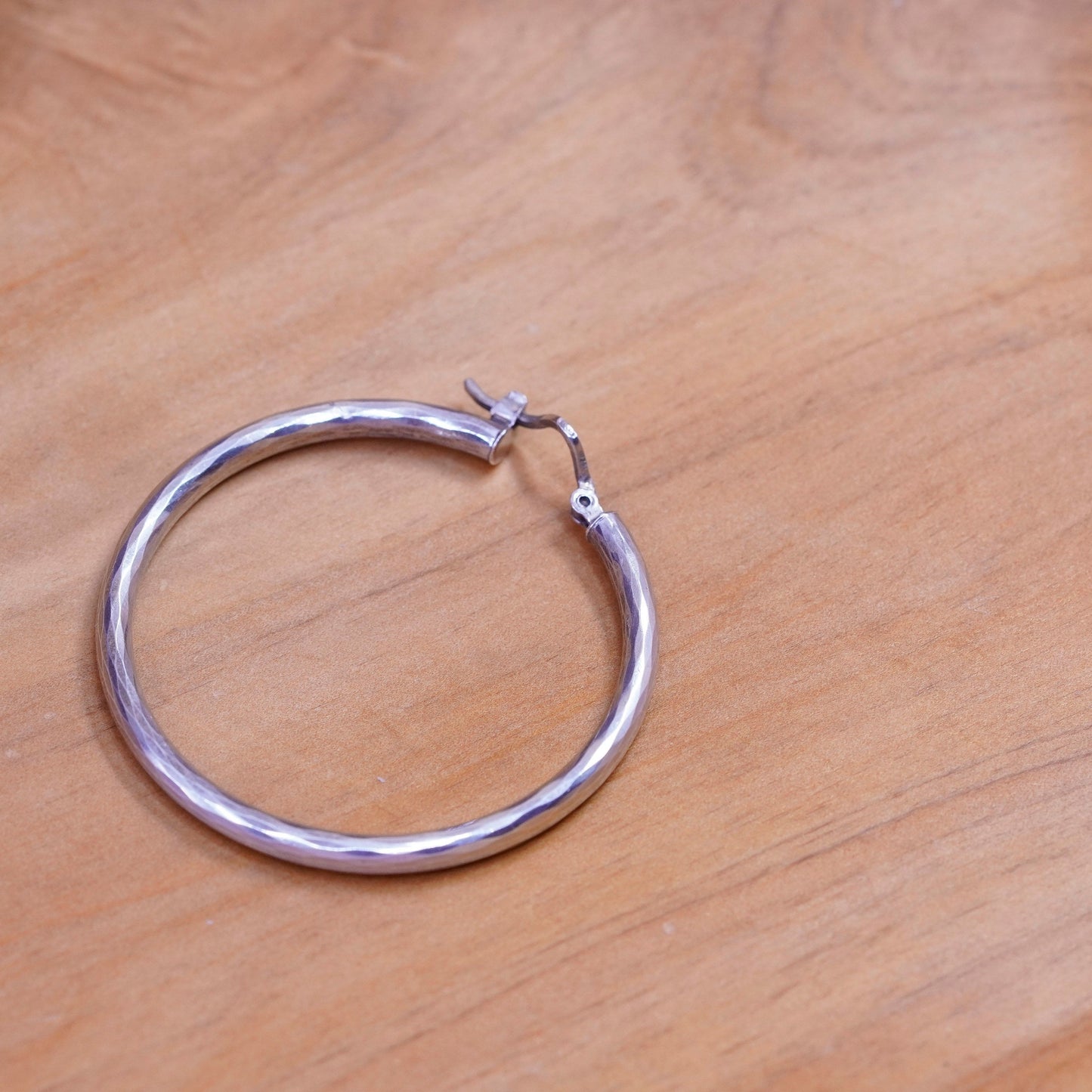1.5”, vintage Sterling silver handmade earrings, bold 925 silver hoops