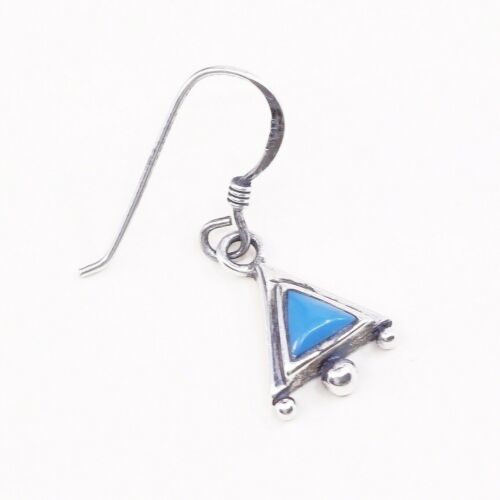 Vtg handmade Sterling Silver earrings, Southwestern 925 Turquoise Dangles
