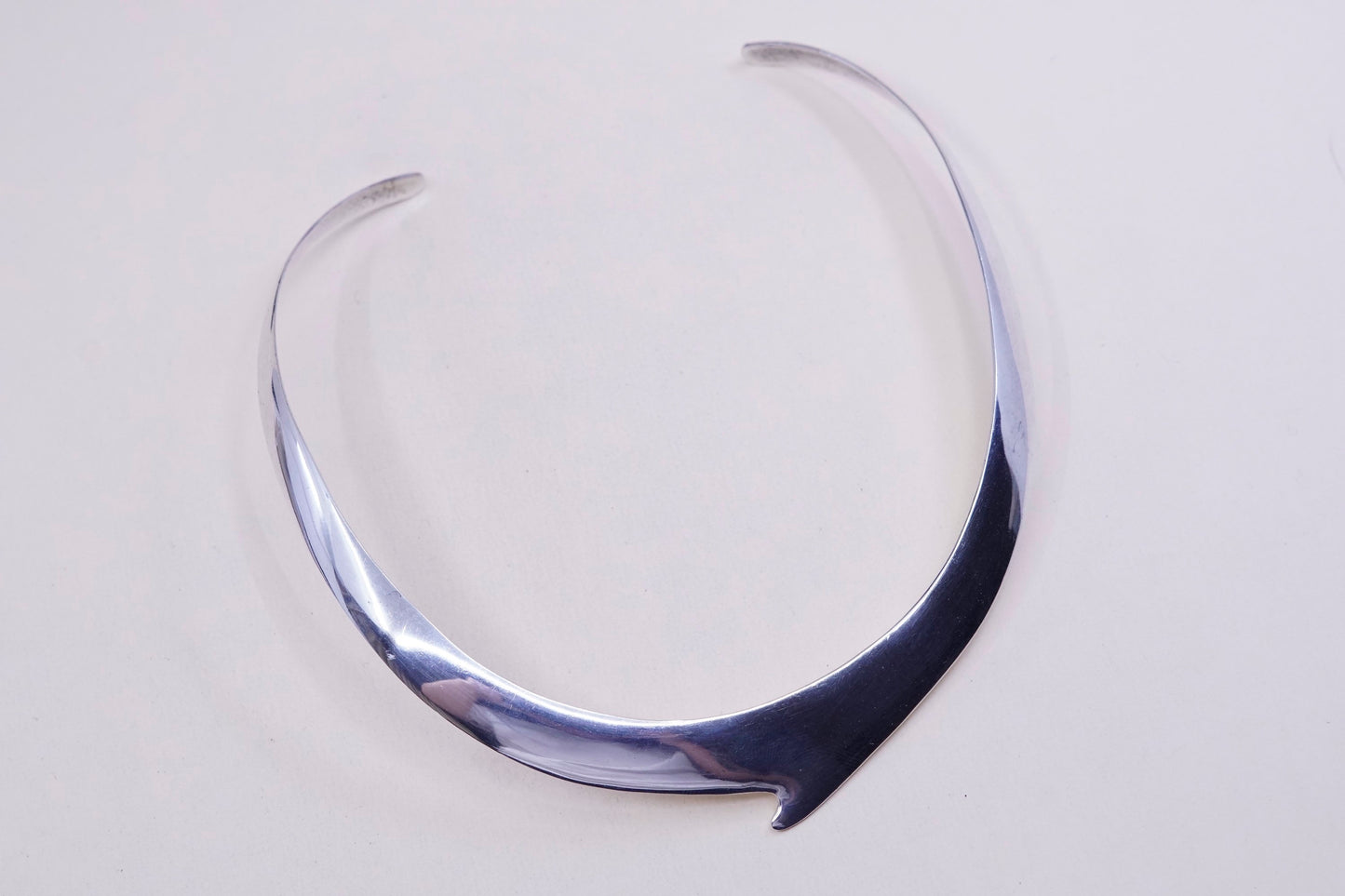 12”, Vintage mexico sterling 925 silver handmade choker collar necklace