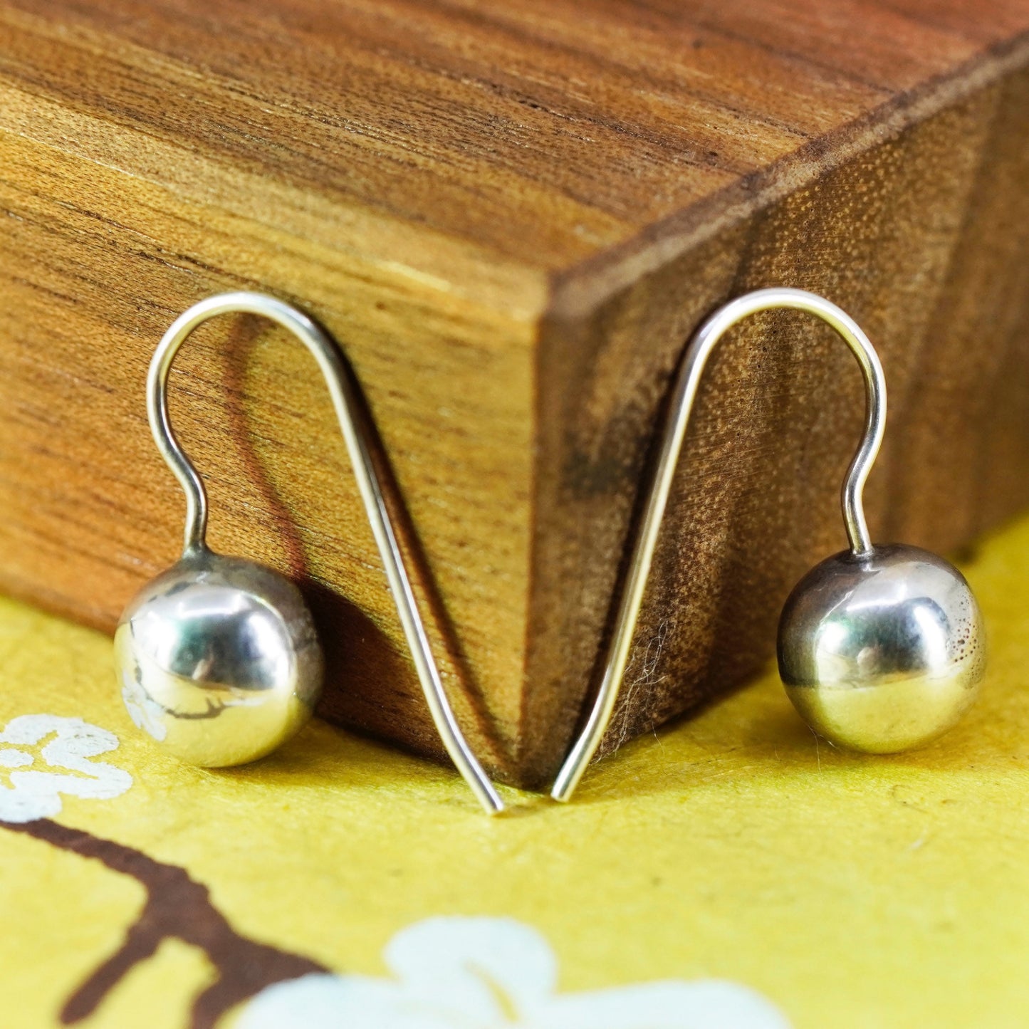 Vintage Sterling silver handmade earrings, 925 beads drops