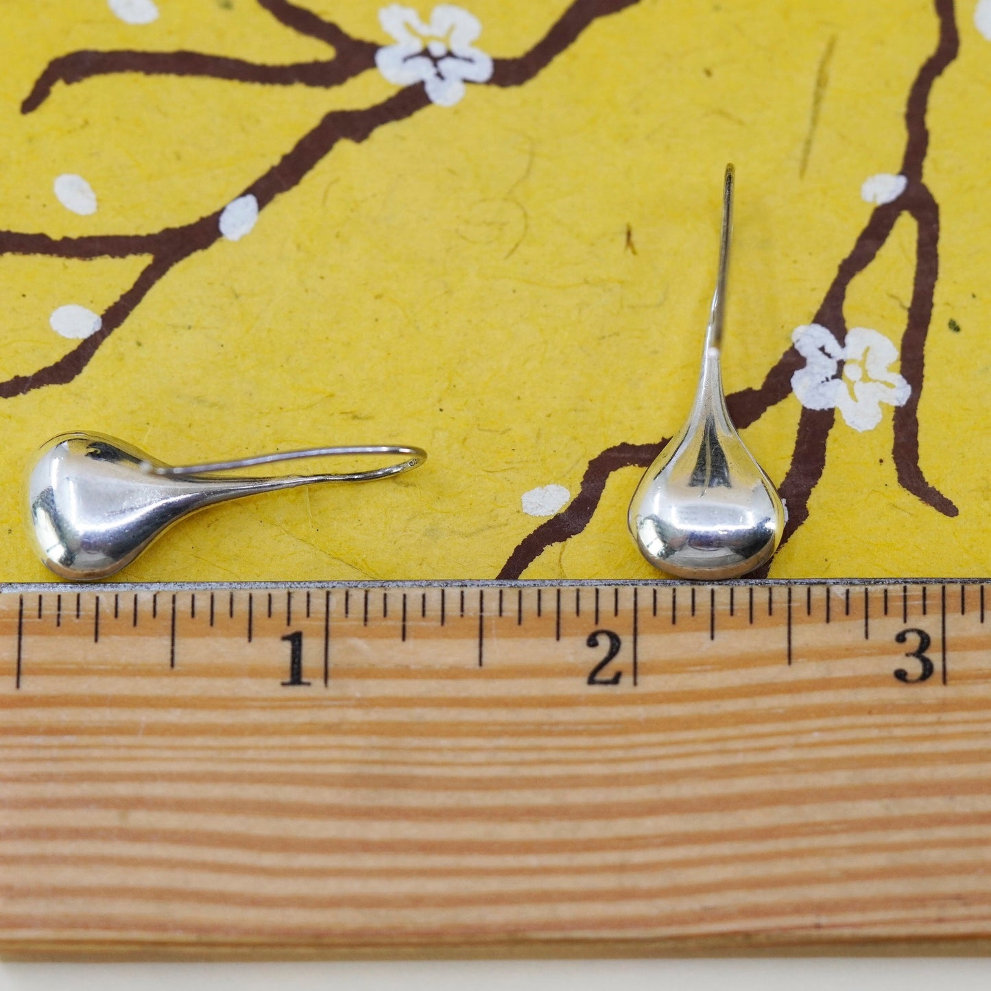 Vintage Sterling silver handmade earrings, 925 teardrop drops