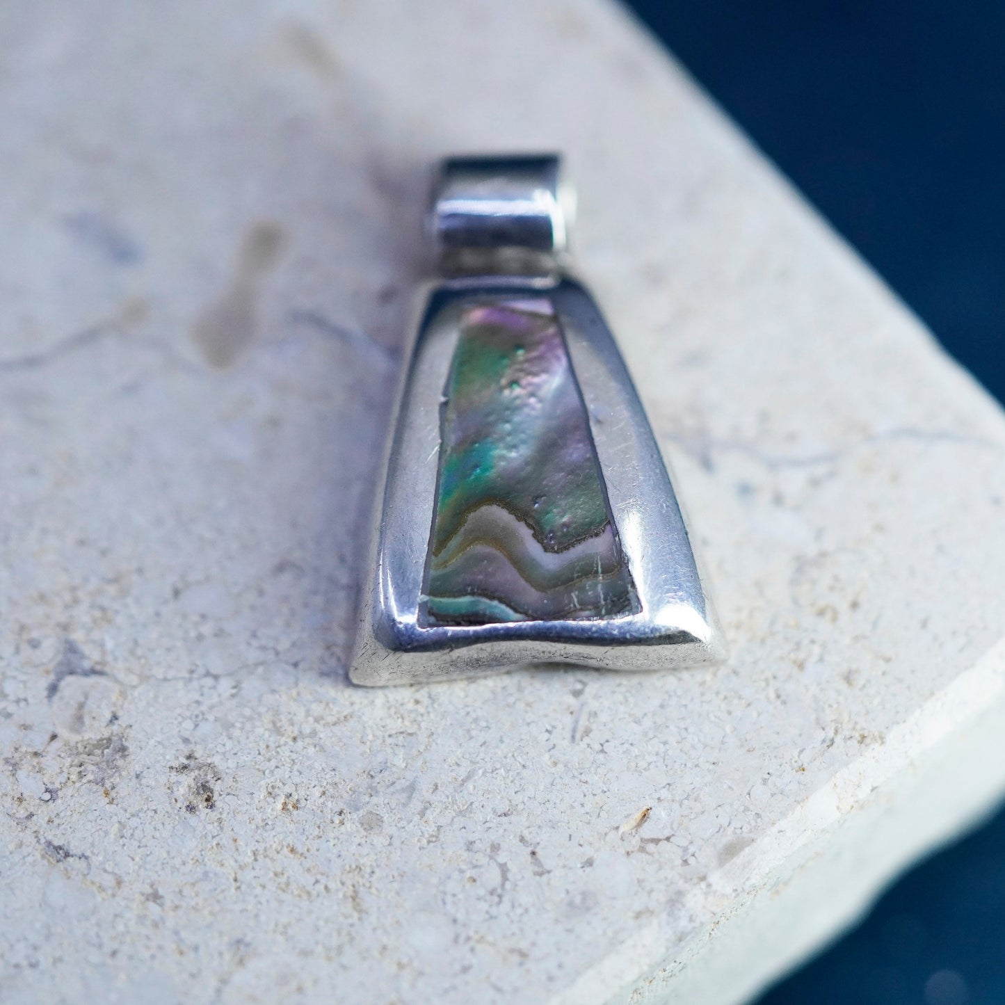 Vintage Sterling silver handmade pendant, 925 pendant with abalone