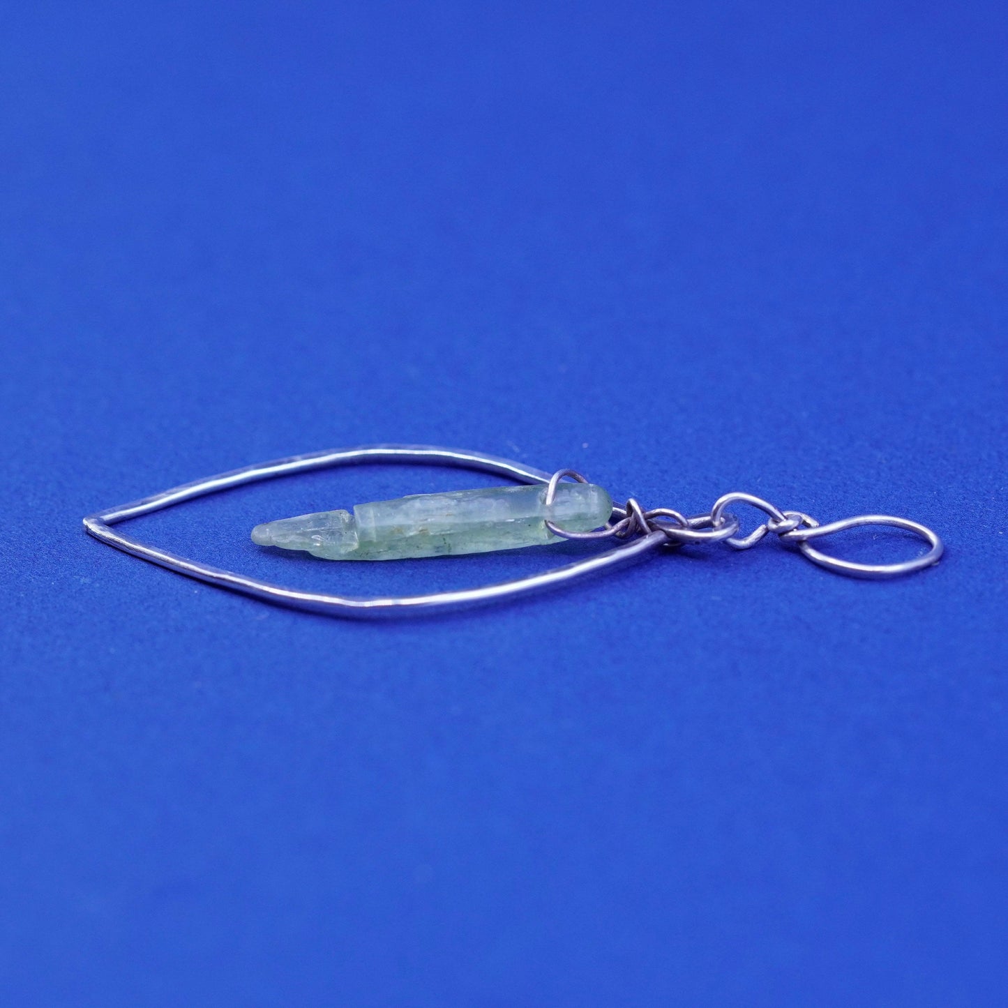 Vintage handmade sterling silver charm, teardrop 925 wired with healing jade
