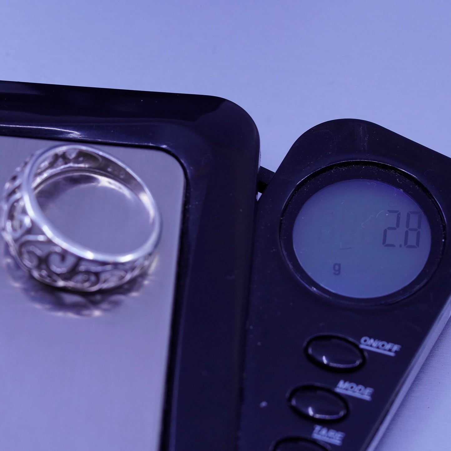 Size 7.25, vintage Sterling 925 silver handmade ring, filigree band