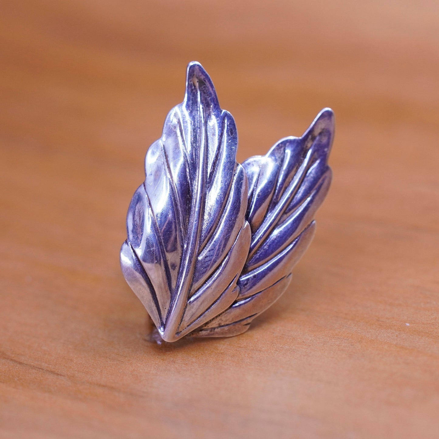 vtg danecraft Sterling silver handmade earrings, 925 leaves screw back earrings