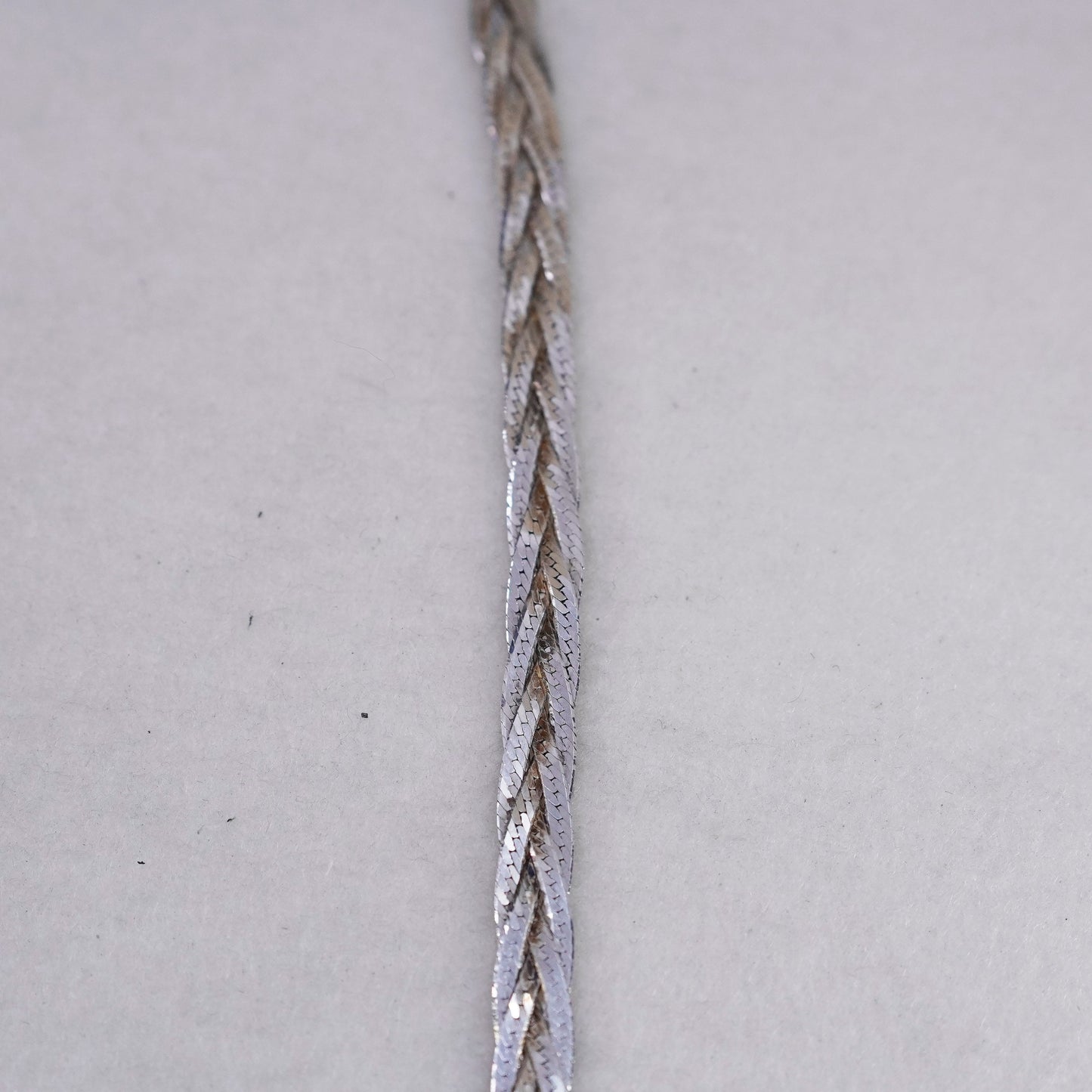 20”, vintage Italy Sterling 925 silver woven braided herringbone chain necklace