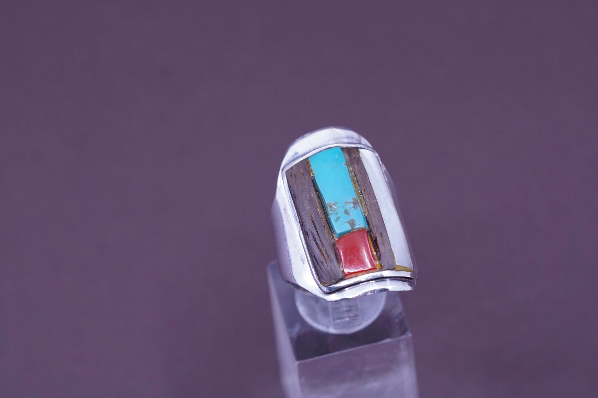 sz, Native American Sterling 925 silver ring, navajo jewelry with turquoise