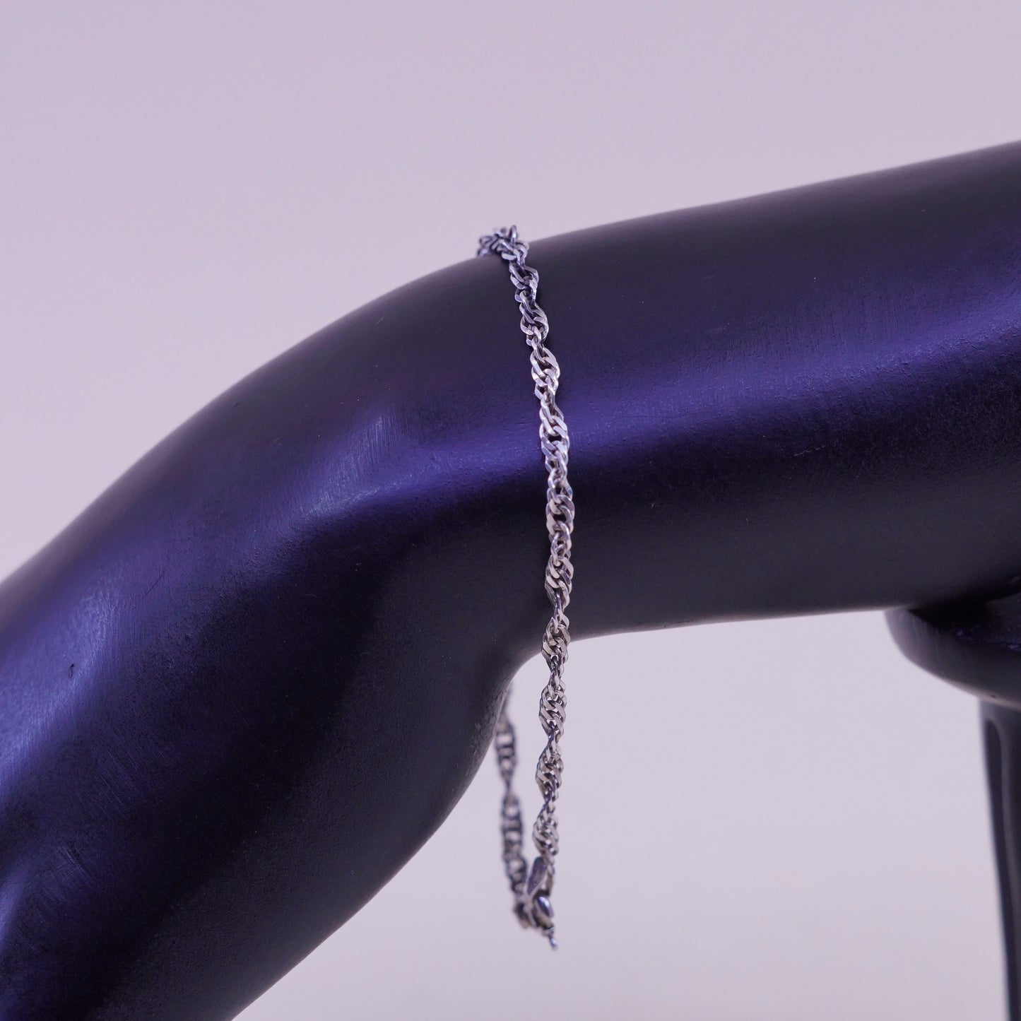 7”, 3mm, Vintage Milor sterling silver bracelet, twisted curb link bracelet