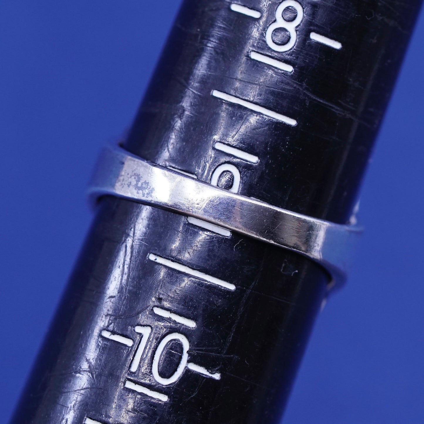 SZ 9, vtg minimalist Sterling silver handmade ribbed ring, 925 statement band
