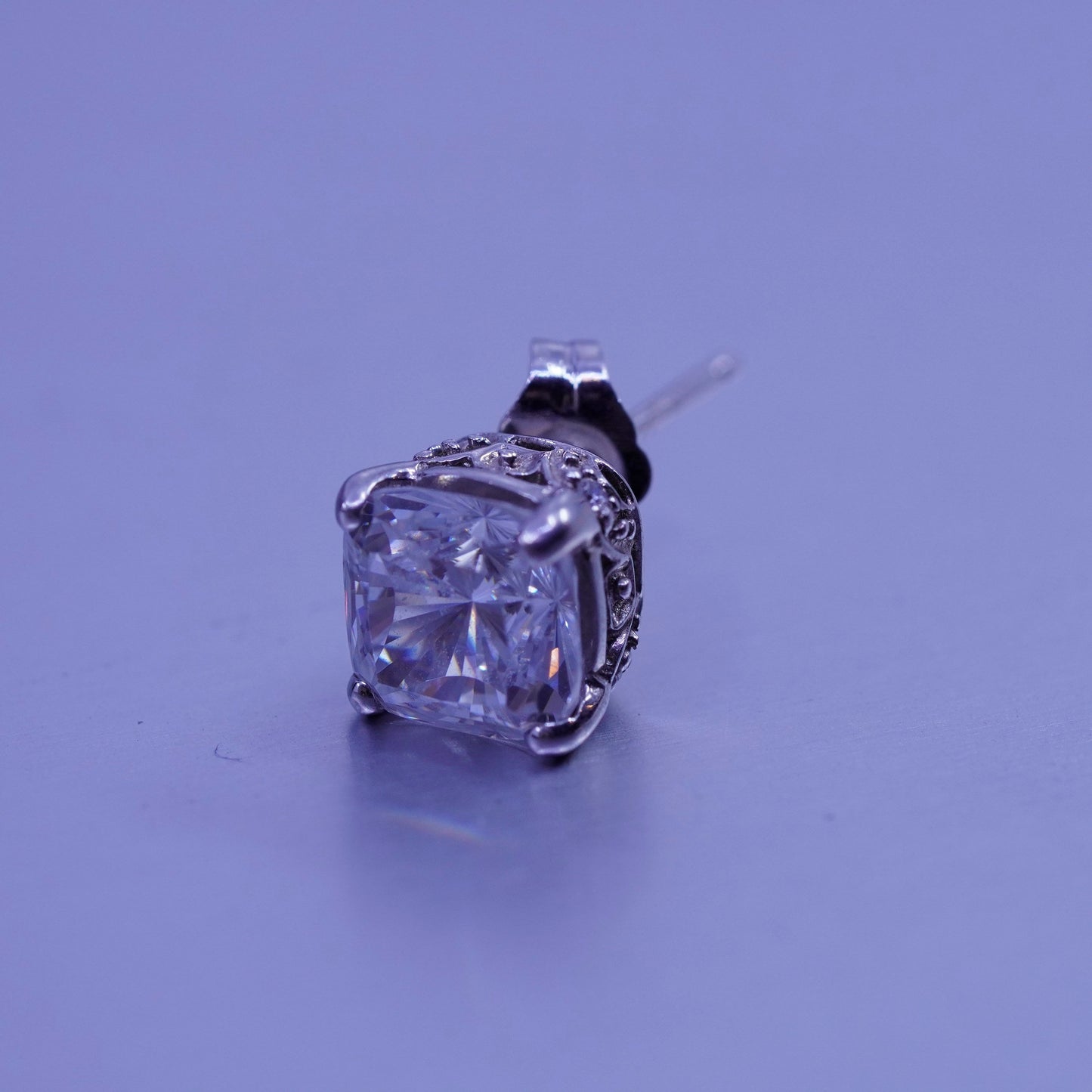 Vintage Sterling 925 silver earrings, studs with cz inlay