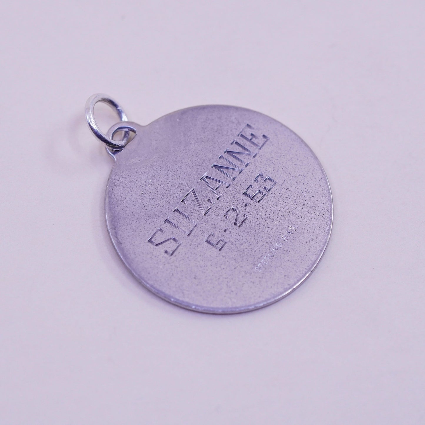 Vintage sterling 925 silver handmade pendant, “a day to remember” tag charm