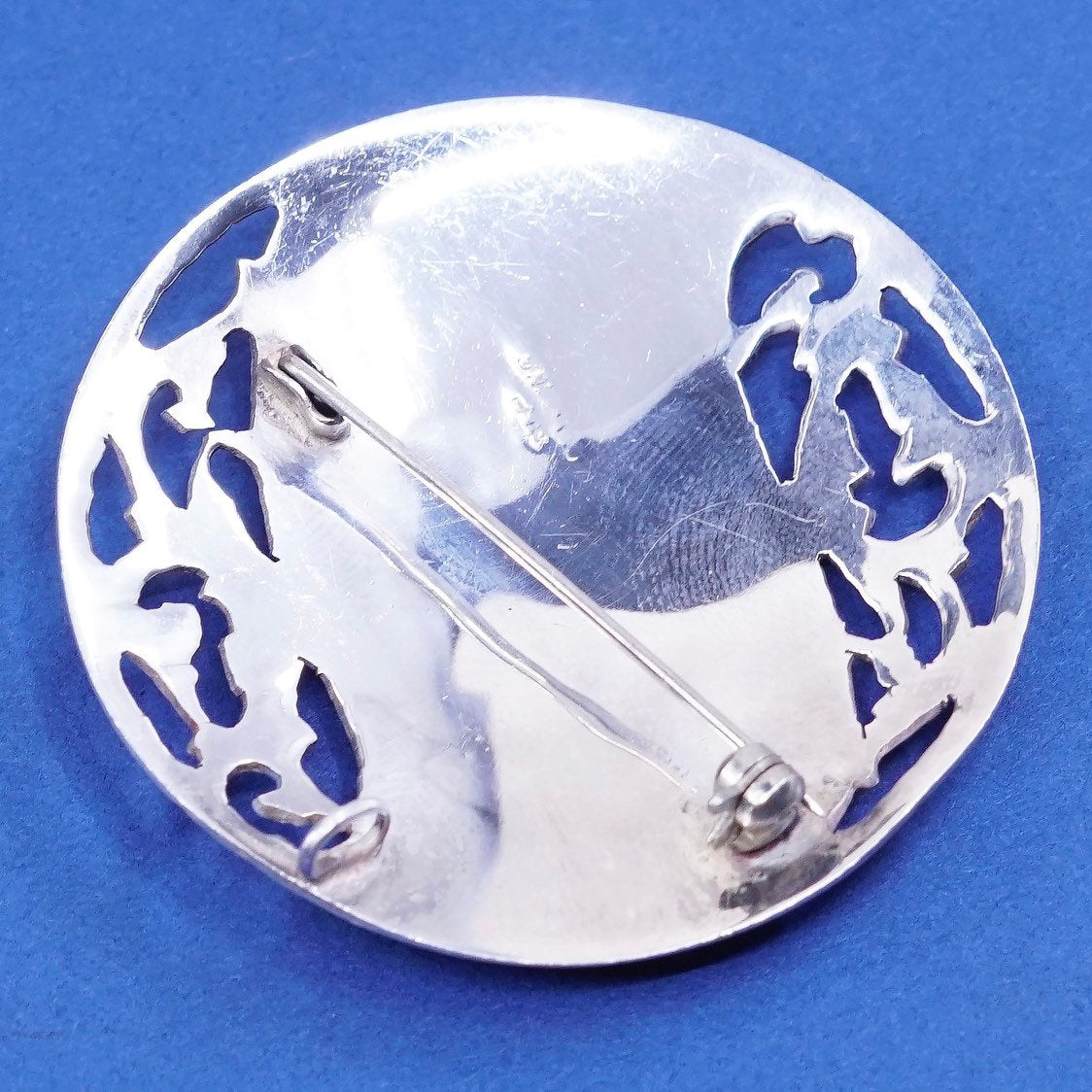 vtg Siam Sterling silver handmade pin pendant, 925 India goddess brooch