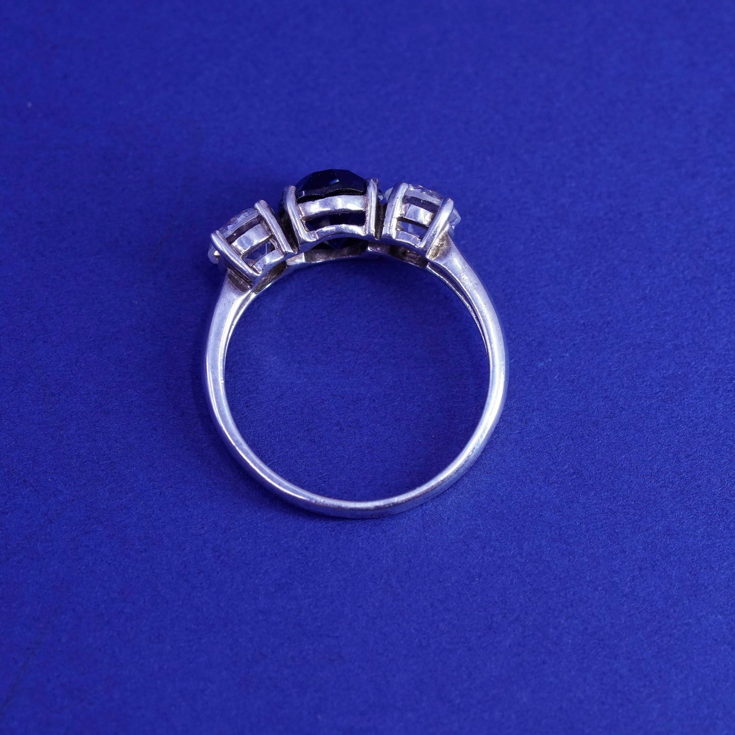 Size 10.25, vintage sterling 925 silver handmade ring with blue topaz