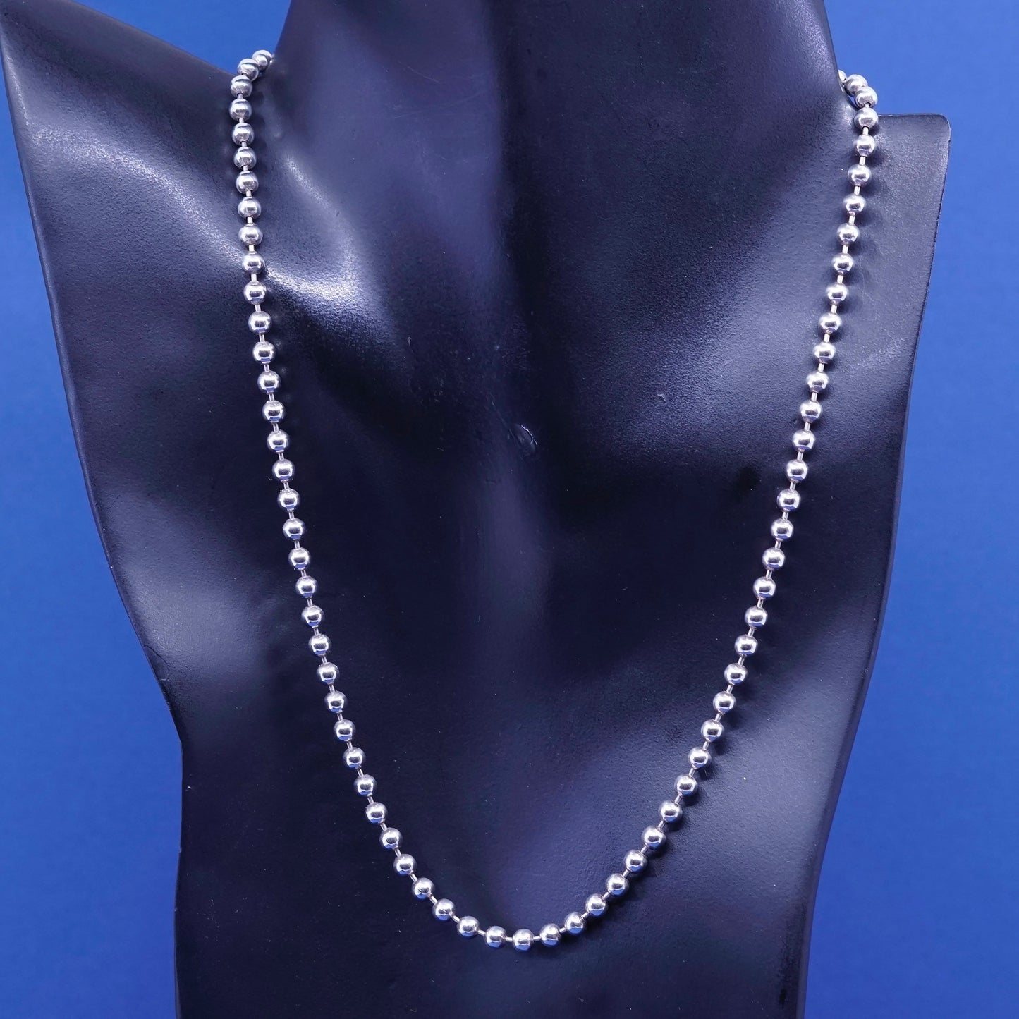 18”, 4mm, vintage Sterling silver handmade necklace, solid 925 bead chain