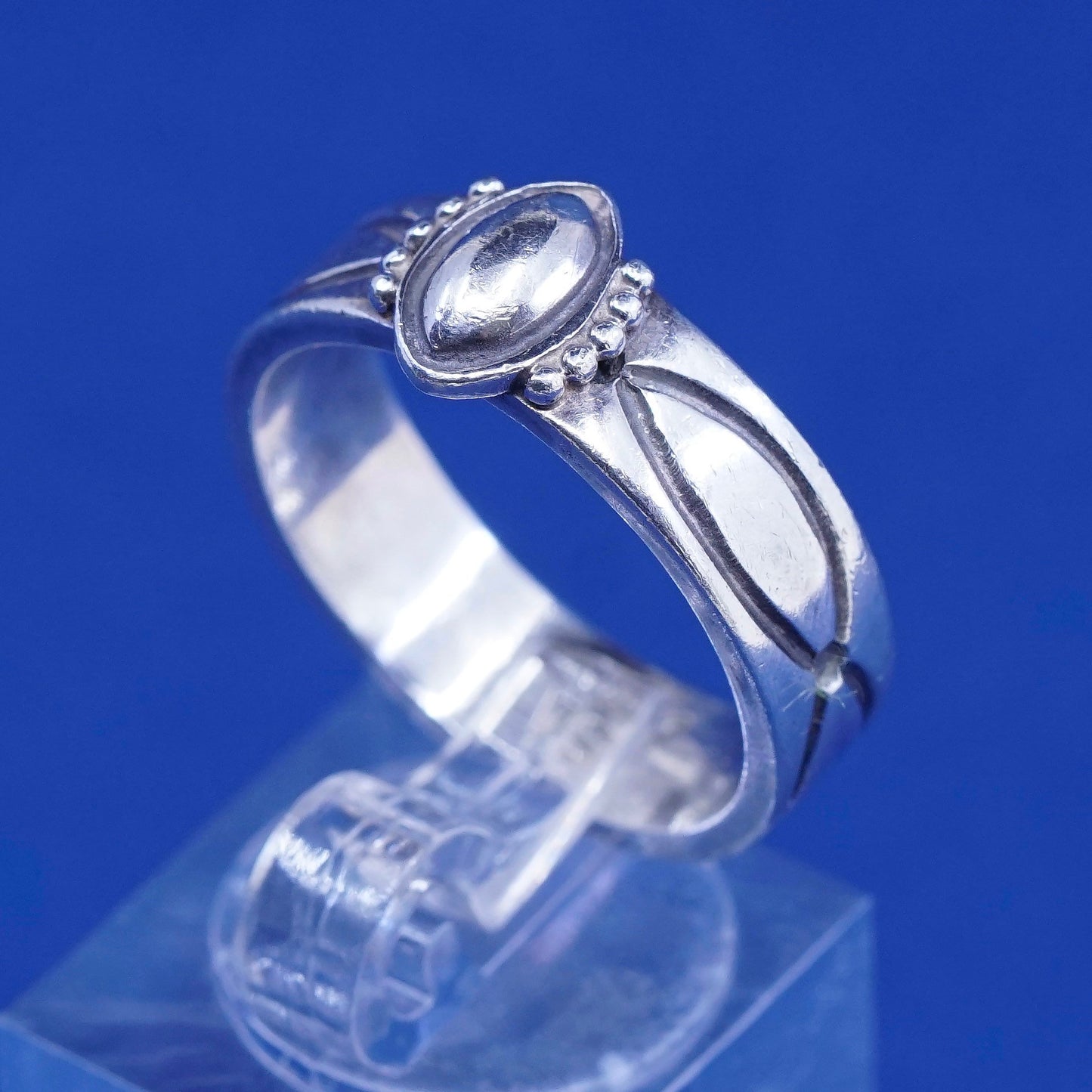 Size 9.25, vtg Sandrick Ahowenew Sterling silver handmade ring, hopi 925 band