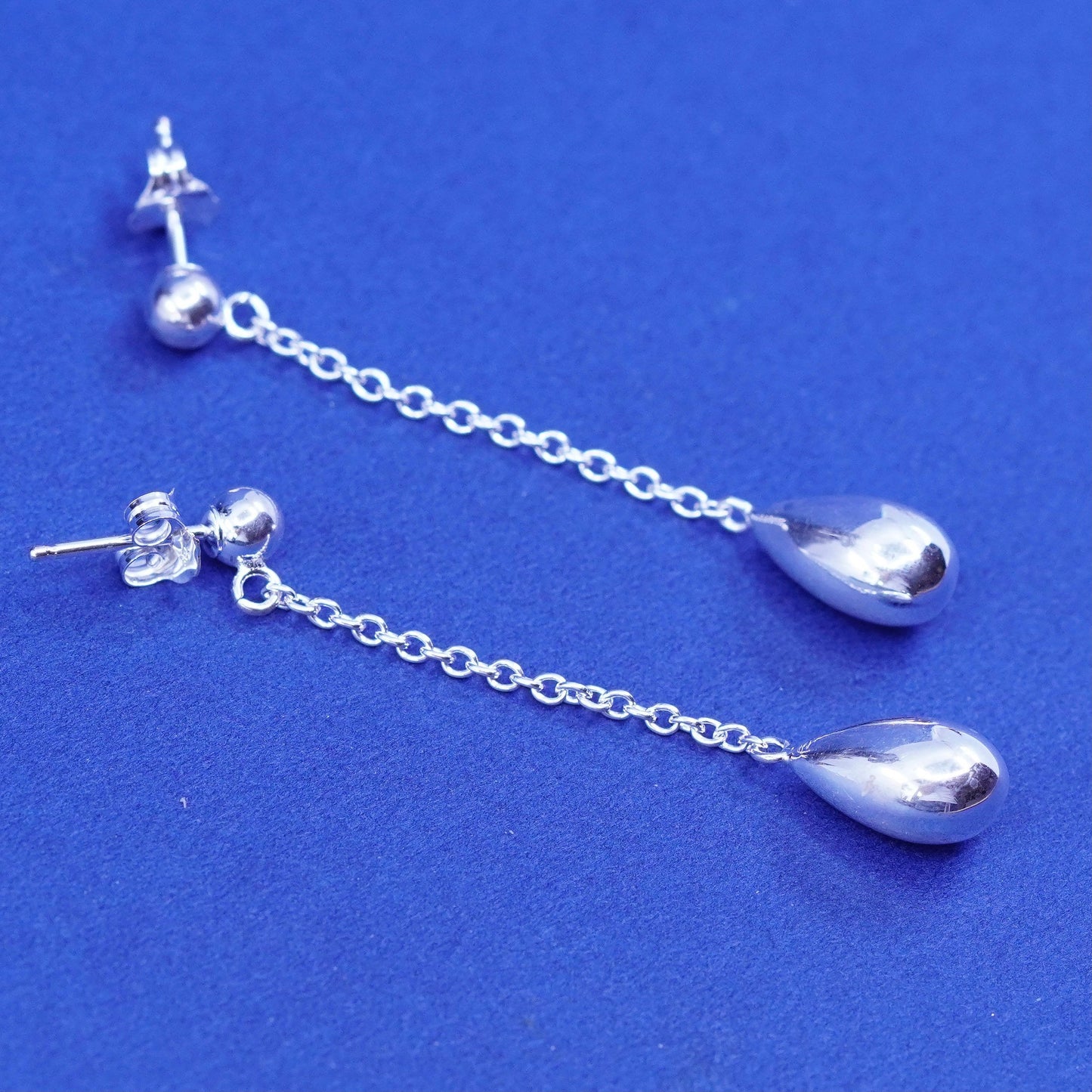 Vintage Sterling silver Handmade earrings, 925 teardrop Dangles