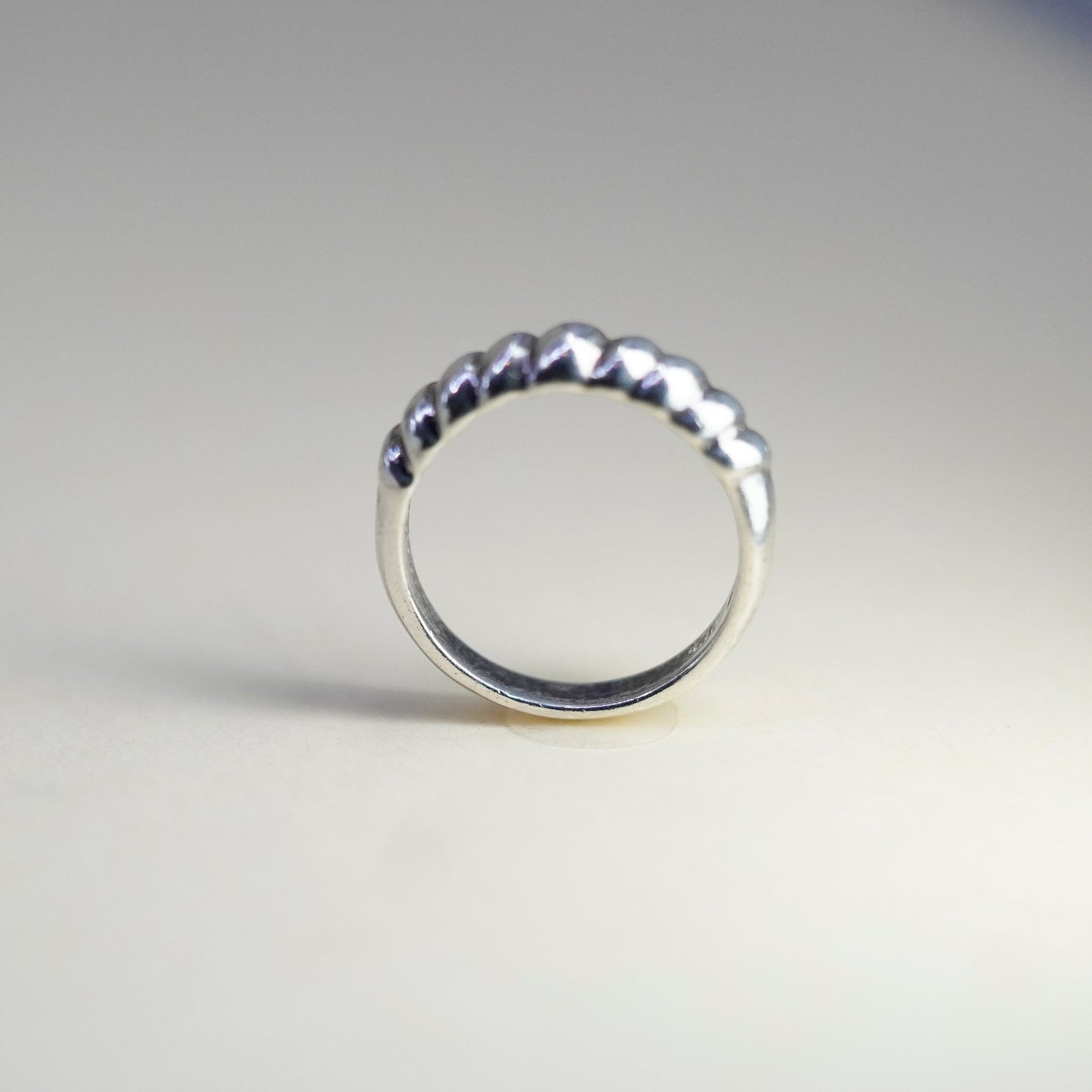 Size 7, vintage Sterling silver handmade ring, stackable 925 ribbed band