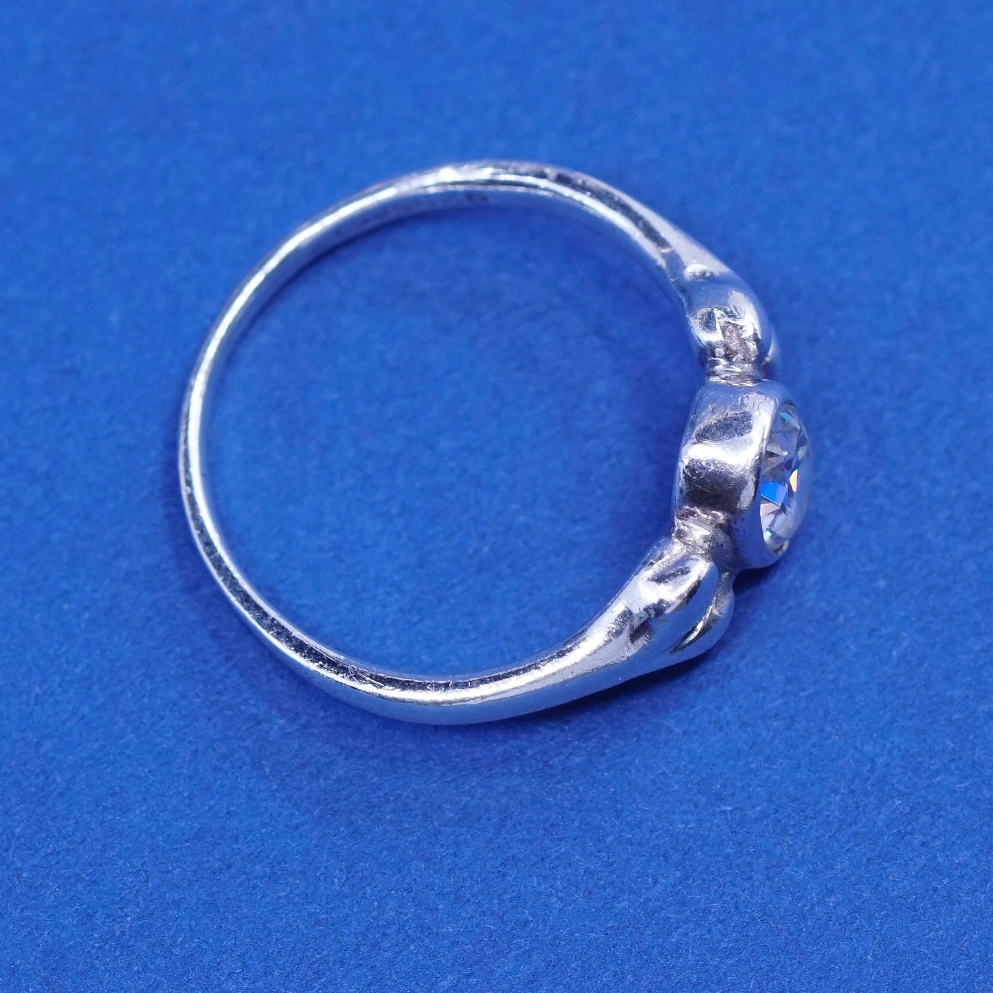 Size 7.5, vintage Sterling silver handmade ring, 925 engagement ring with cz