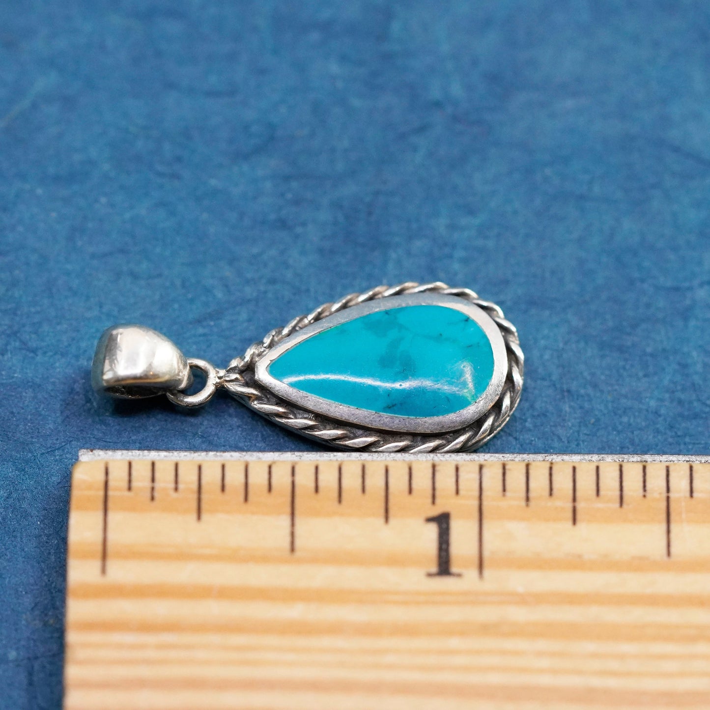 vtg Native American navajo RAW Sterling 925 silver handmade pendant turquoise
