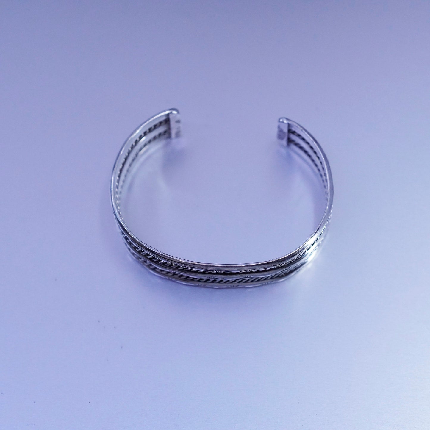 7.25”, Native American Sterling 925 silver bracelet, twisted braided cable cuff
