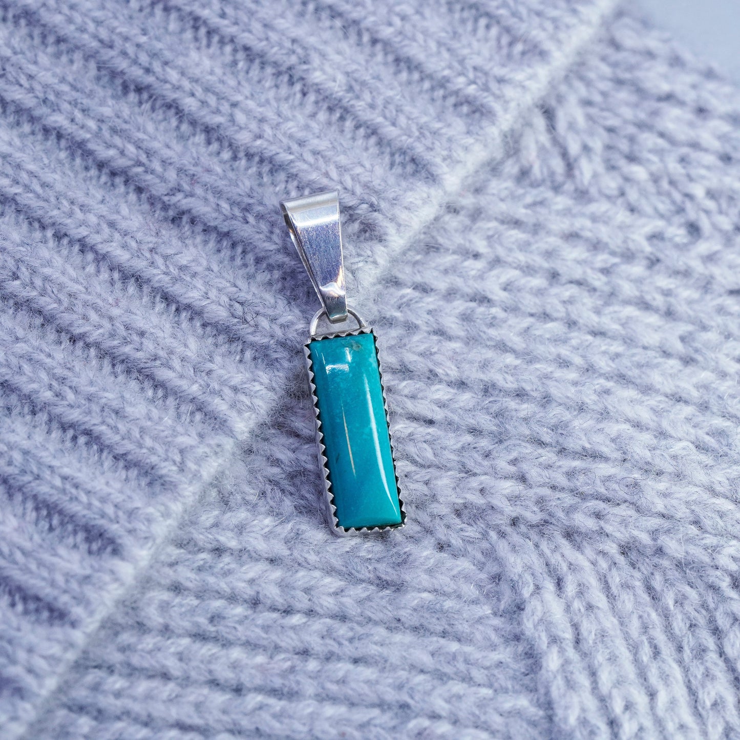 Native American LH Spencer sterling 925 silver pendant with turquoise