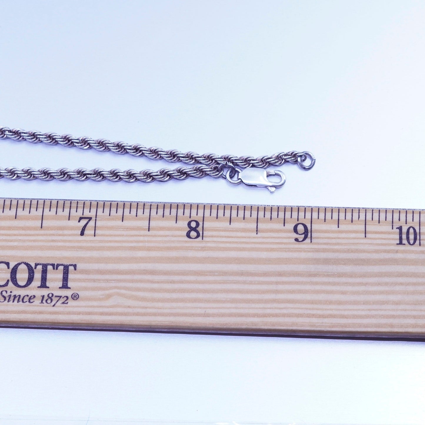 18” 3mm, vintage Sterling 925 silver bold rope chain necklace
