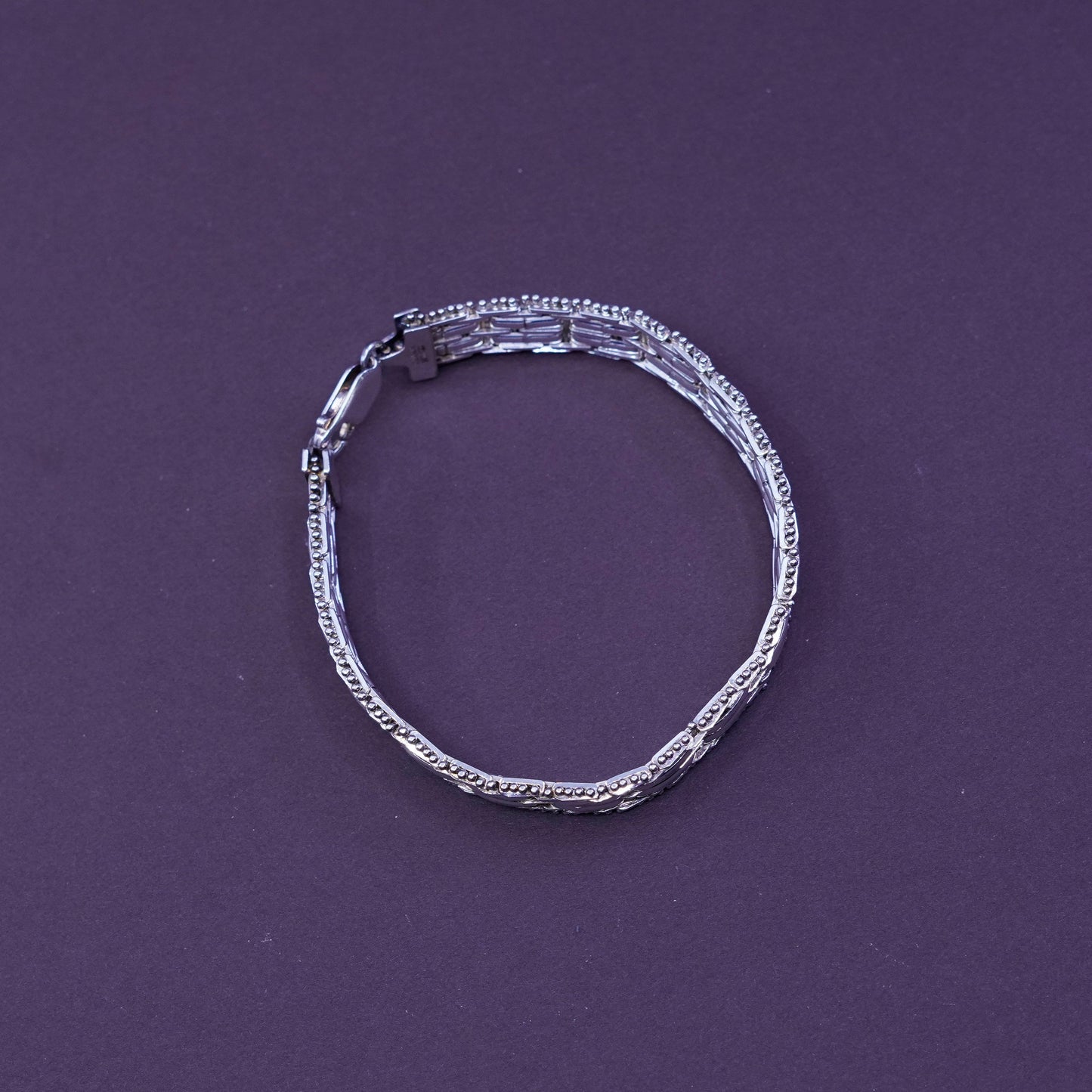 7”, 10mm, vintage milor Sterling silver bracelet, Italy 925 Riccio chain