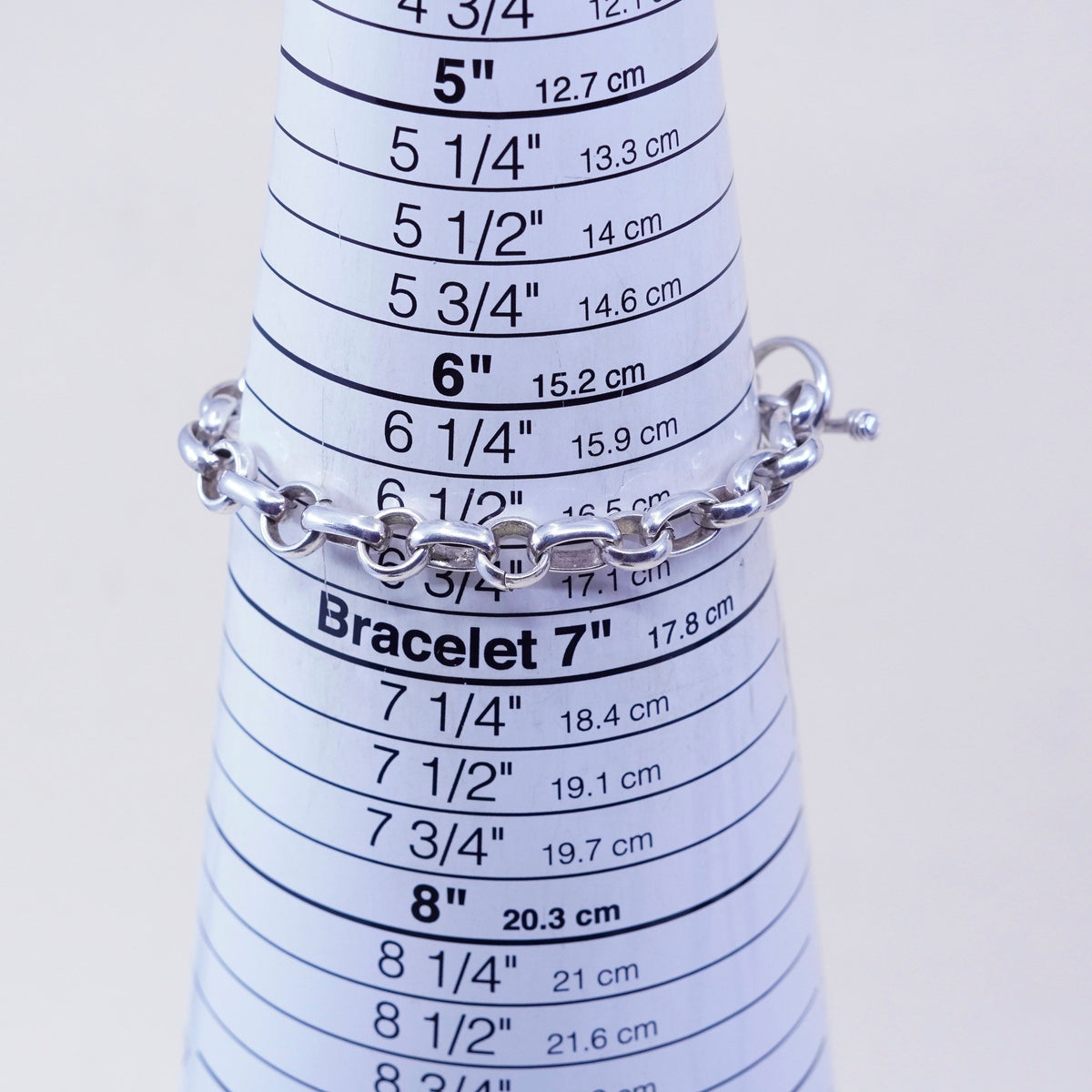 6.5”, sterling silver circle chain, 925 bracelet monogram initial “LVL” charm