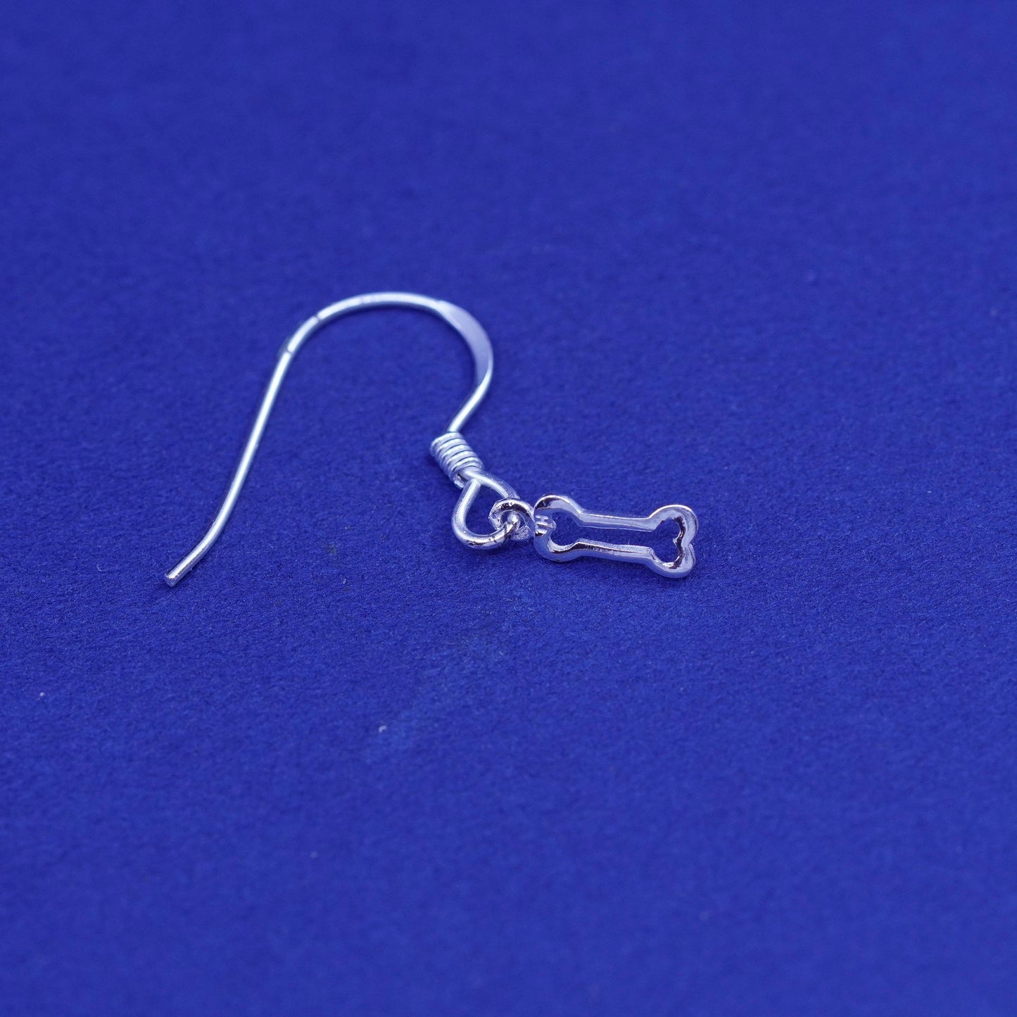 Vintage Sterling silver handmade earrings, 925 tiny dog and bone