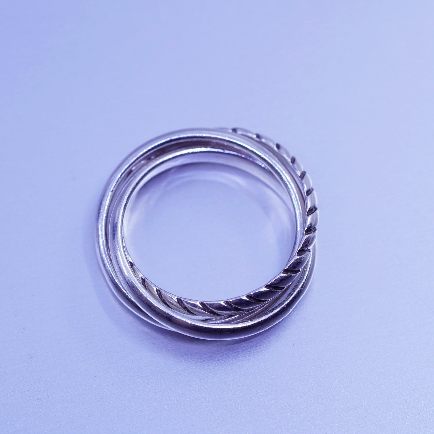 Size 6, vintage southwestern Sterling 925 silver entwined ring, multi band