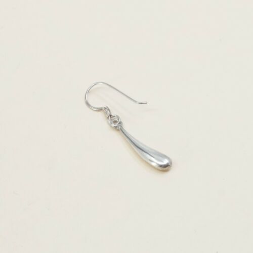 Vtg Sterling 925 Silver Handmade Puffy Teardrop Shaped Earrings