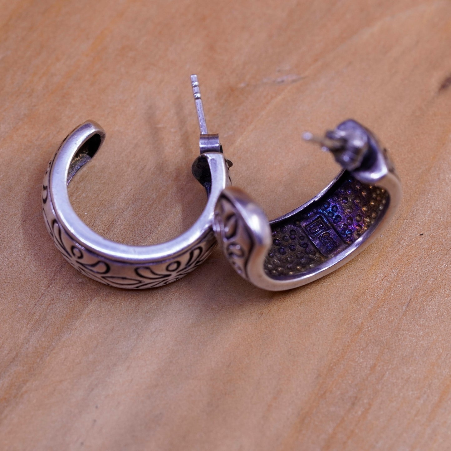 0.75”, Sterling silver handmade hoop earrings, mexico 925 huggie studs