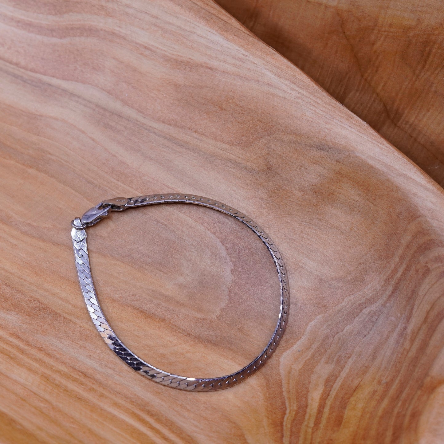8.25”, sterling silver bracelet, 925 snake chain cluster crustal bead charms