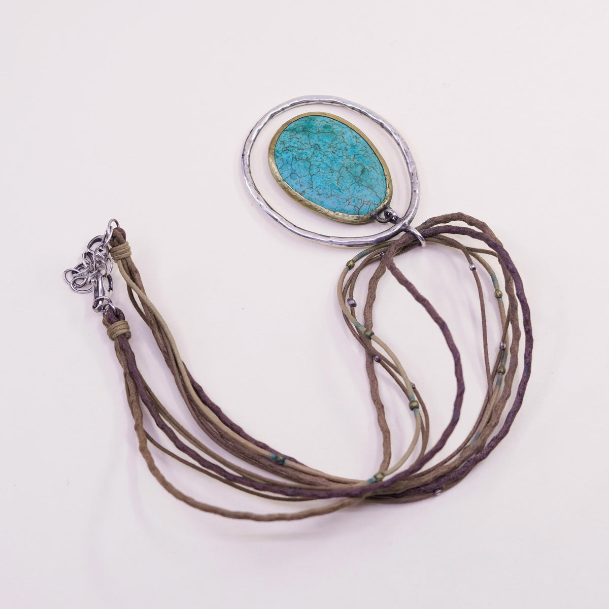 18+2”, silpada N1804 multi strands linen necklace Sterling 925 Silver turquoise