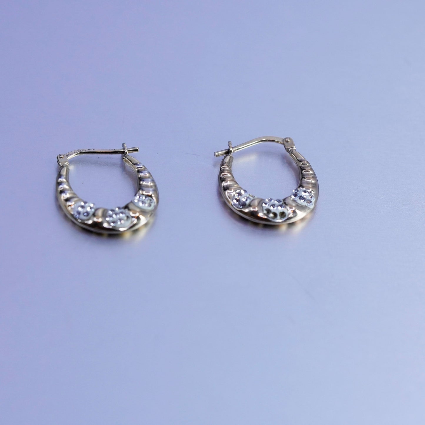0.75”, vintage vermeil gold over Sterling silver earrings, 925 hoops with cz