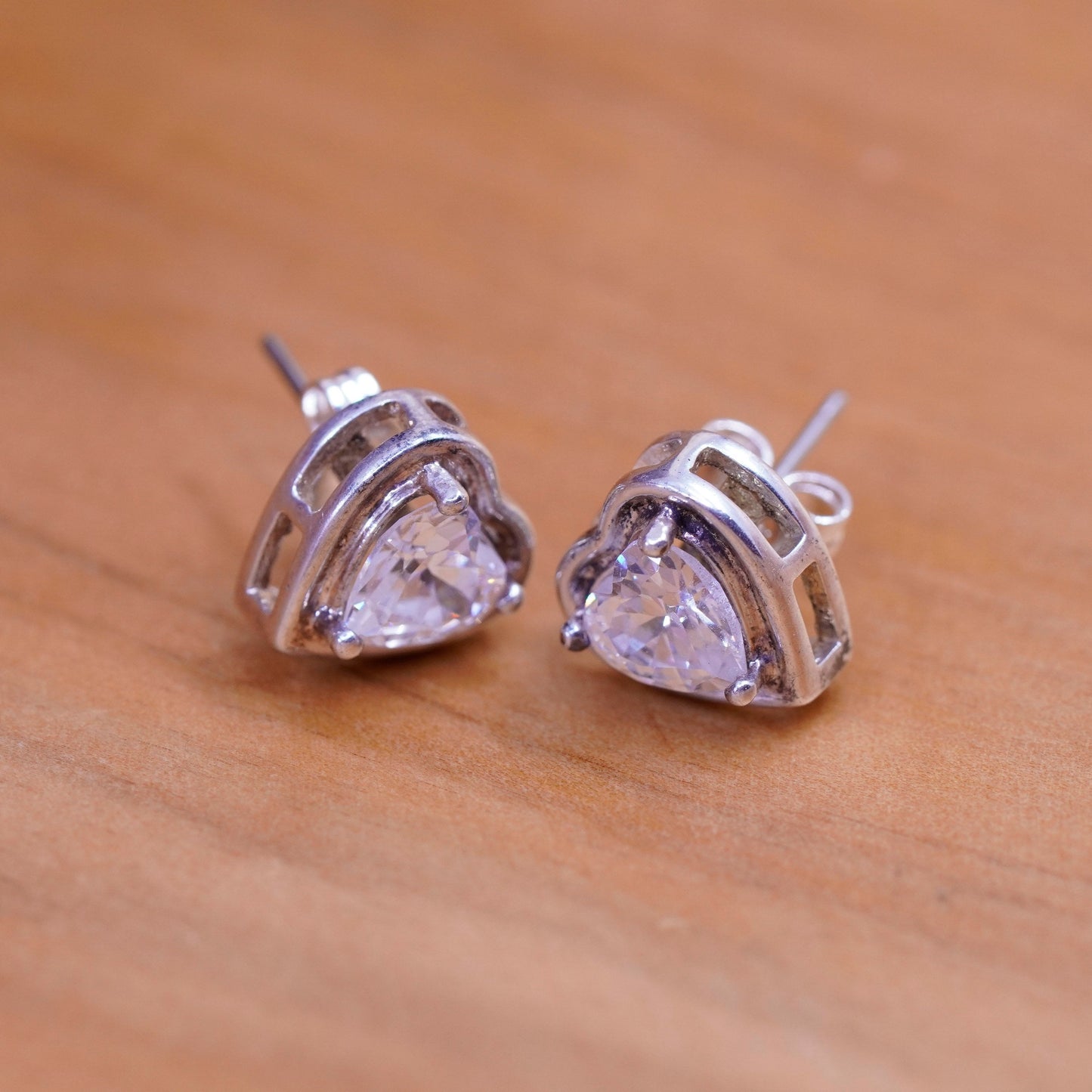 vintage Sterling 925 silver heart studs, earrings