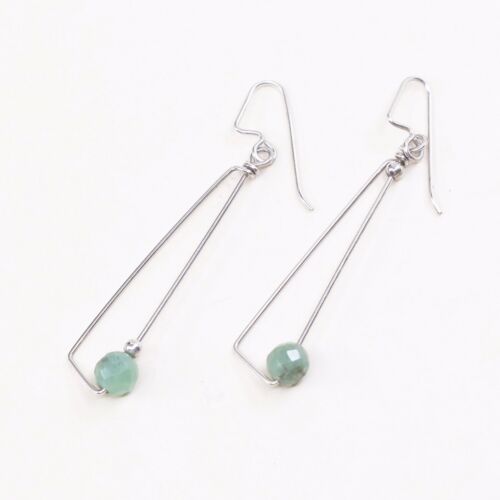 Amazing handmade Sterling 925 Silver earrings, 925 Wire Hooks W/ Jade Bead