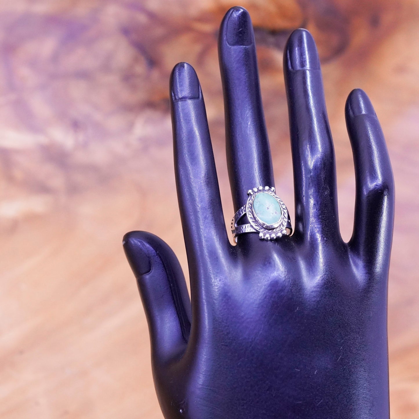 Size 6.75, Sterling 925 silver handmade turquoise ring, jewelry, southwestern