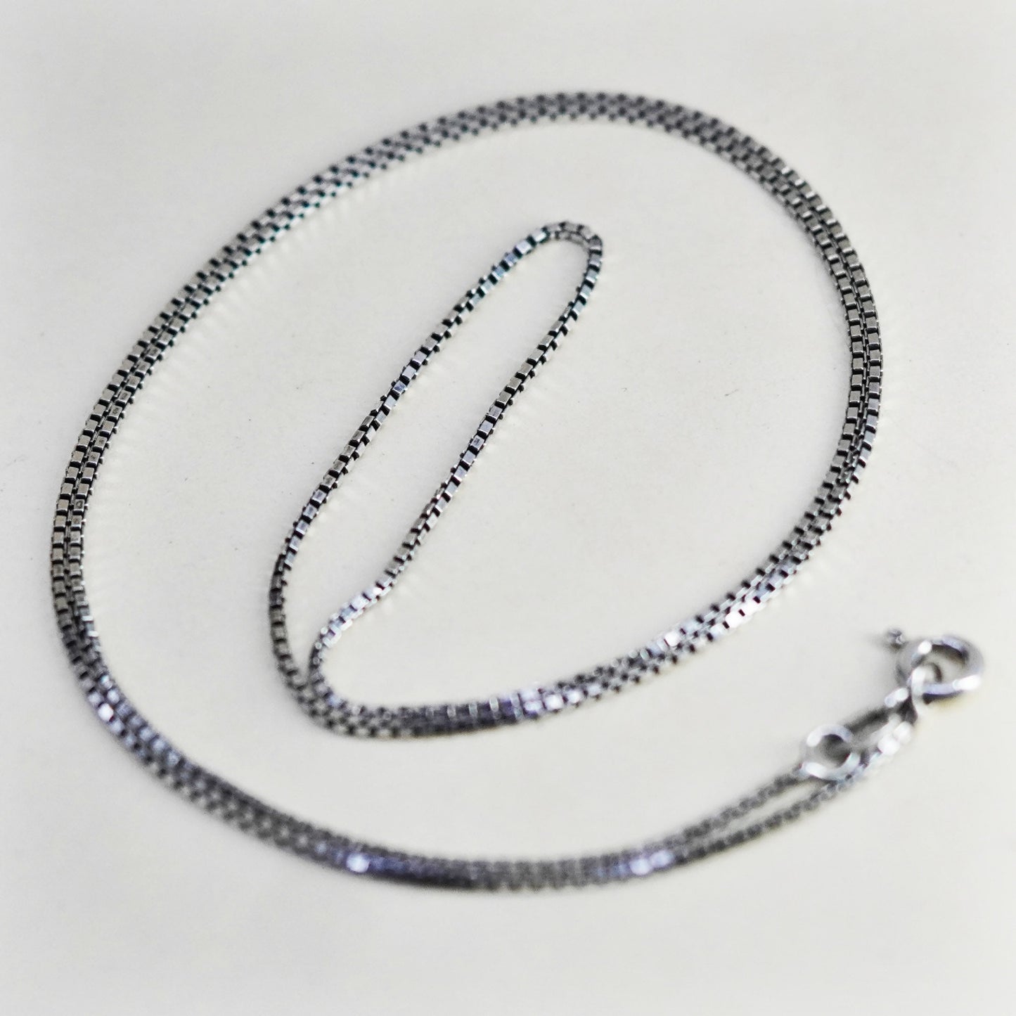 21”, 1mm, Vintage Italian sterling 925 silver box chain, necklace
